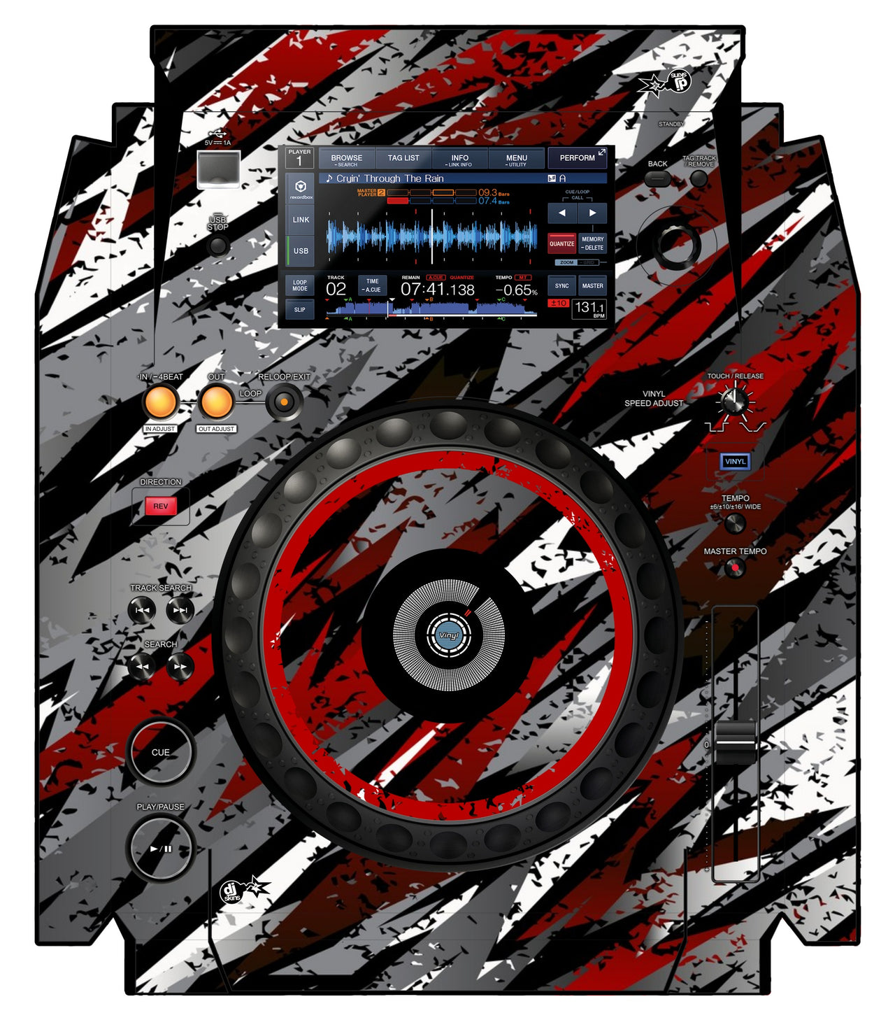 Pioneer DJ XDJ 1000 Skin Sparkasm Red