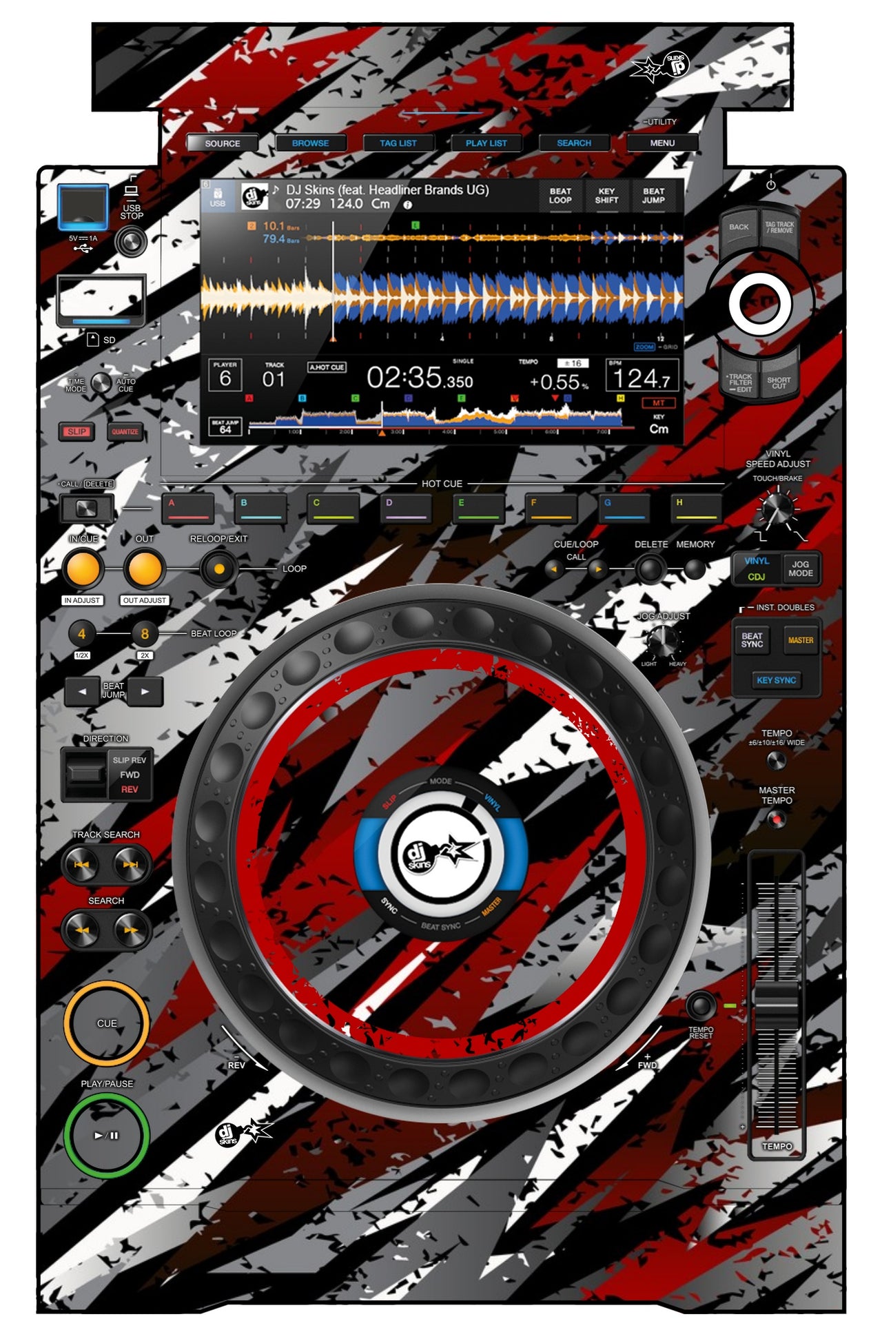 Pioneer DJ CDJ 3000 Skin Sparkasm Red