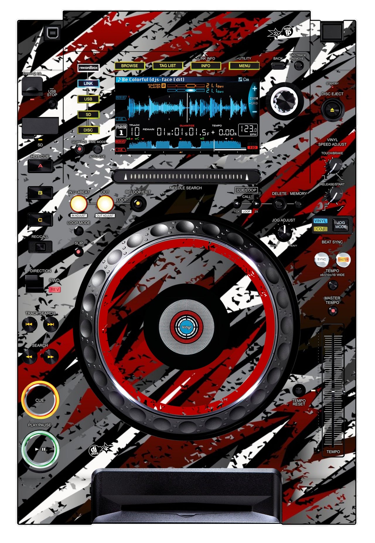 Pioneer DJ CDJ 2000 NEXUS Skin Sparkasm Red
