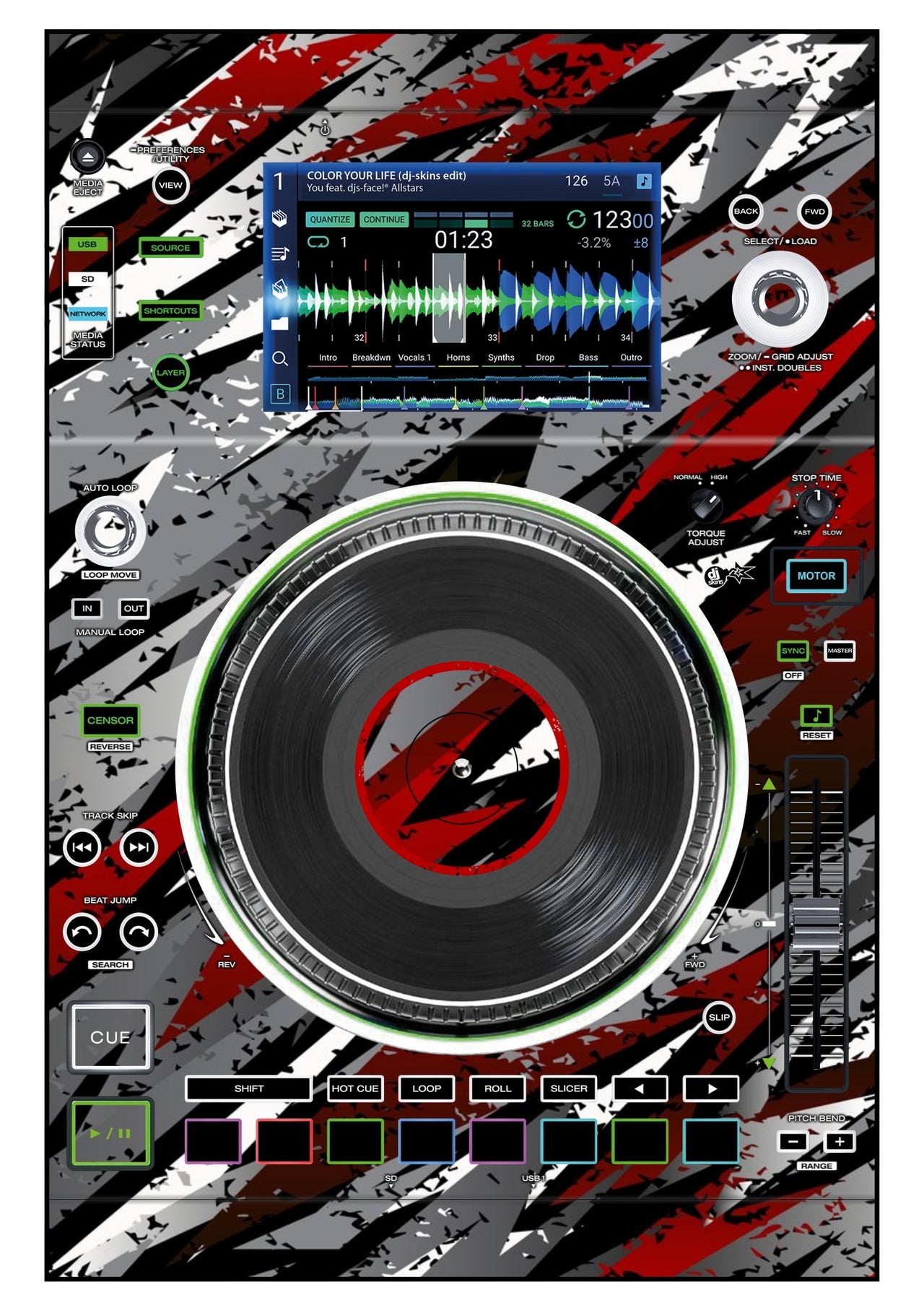 Denon DJ SC 5000 M Skin Sparkasm Red
