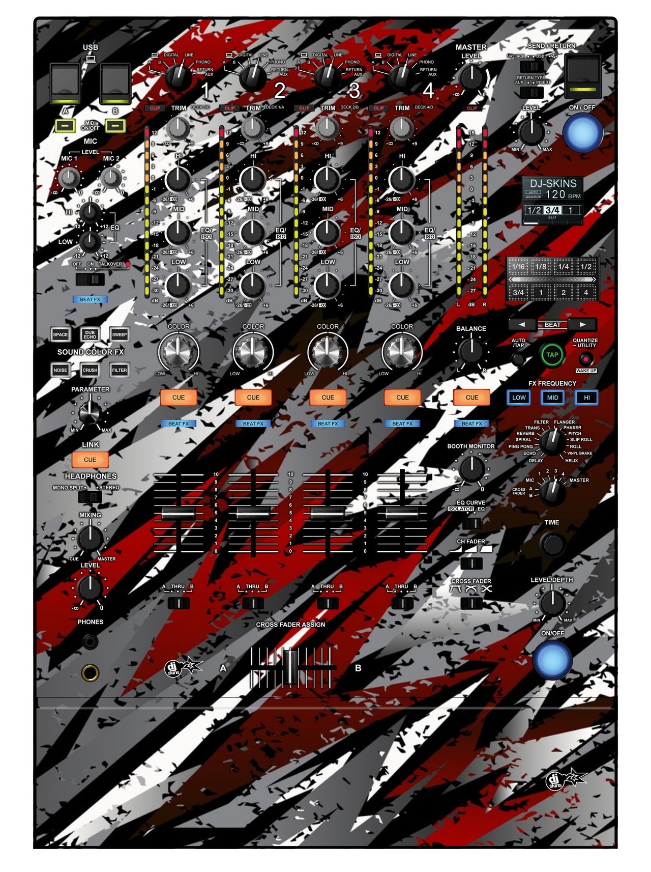 Pioneer DJ DJM 900 NEXUS 2 Skin Sparkasm Red