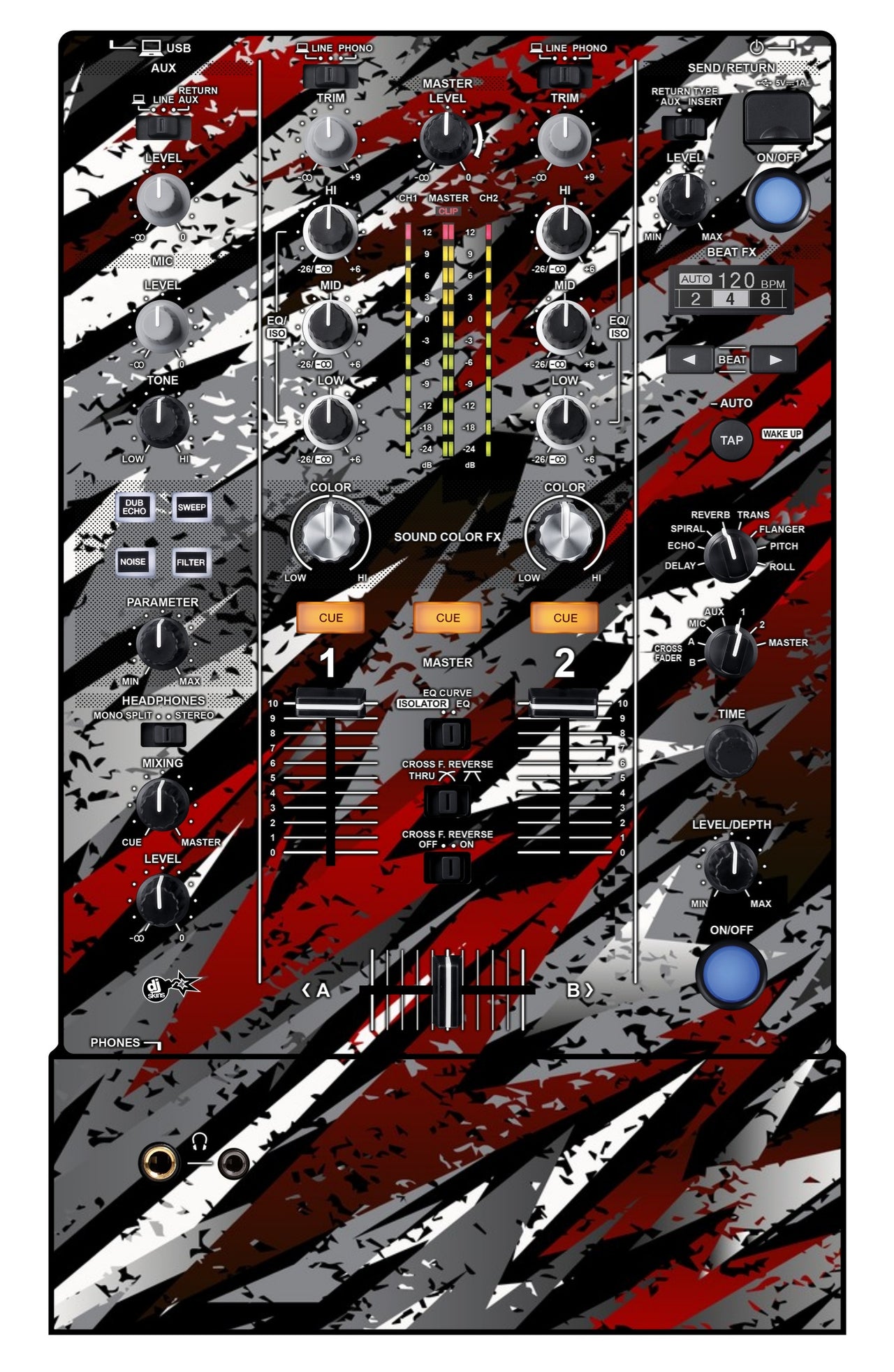 Pioneer DJ DJM 450 Skin Sparkasm Red