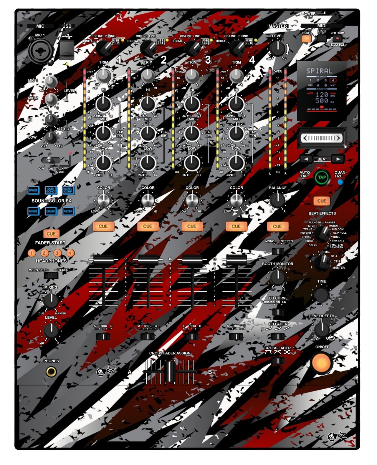 Pioneer DJ DJM 900 NEXUS Skin Sparkasm Red