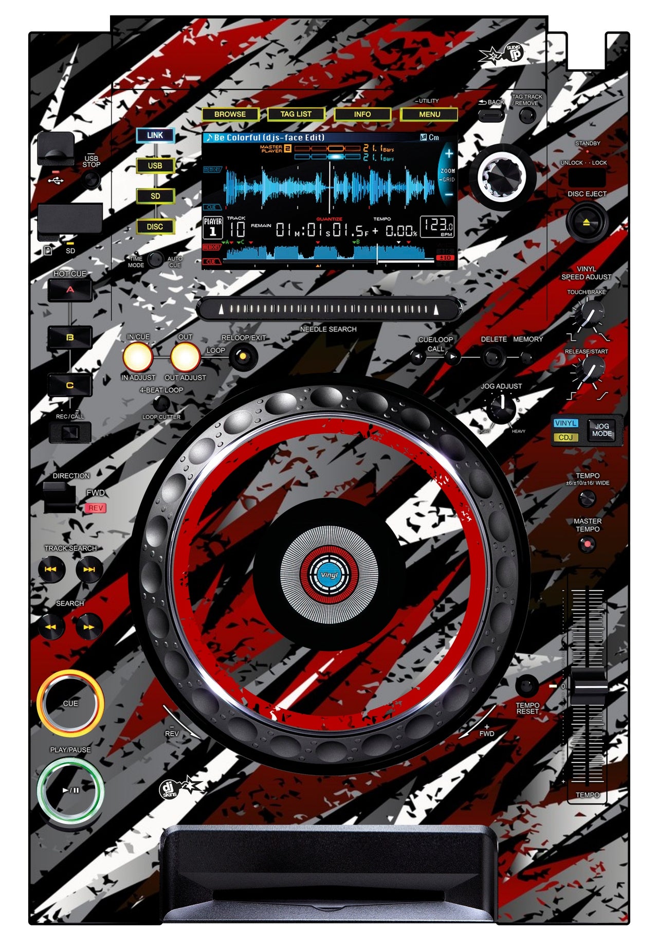 Pioneer DJ CDJ 2000 Skin Sparkasm Red