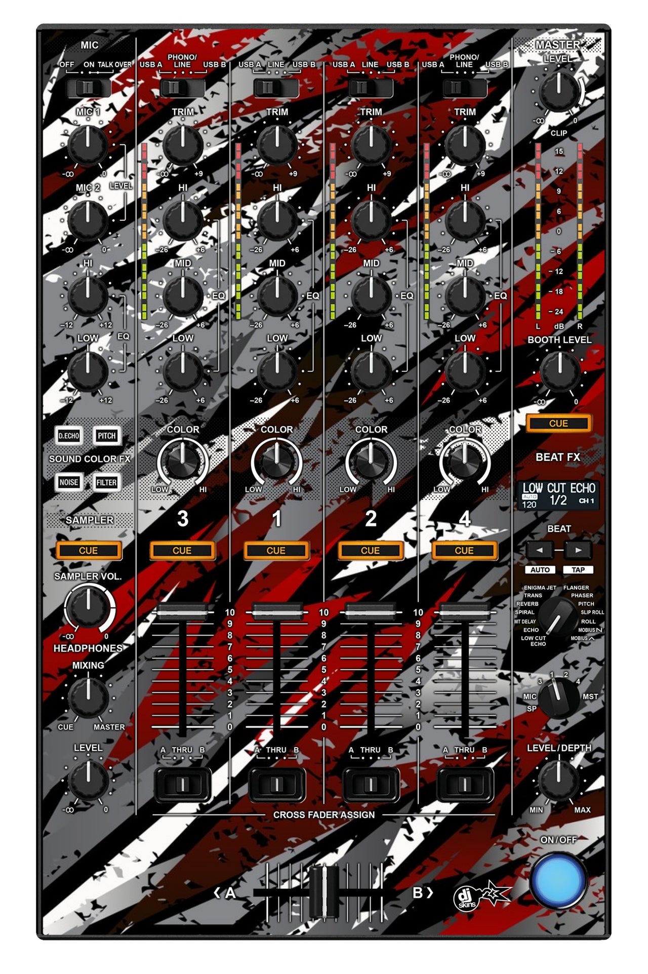Pioneer DJ DDJ 1000 SRT MIXER Skin Sparkasm Red