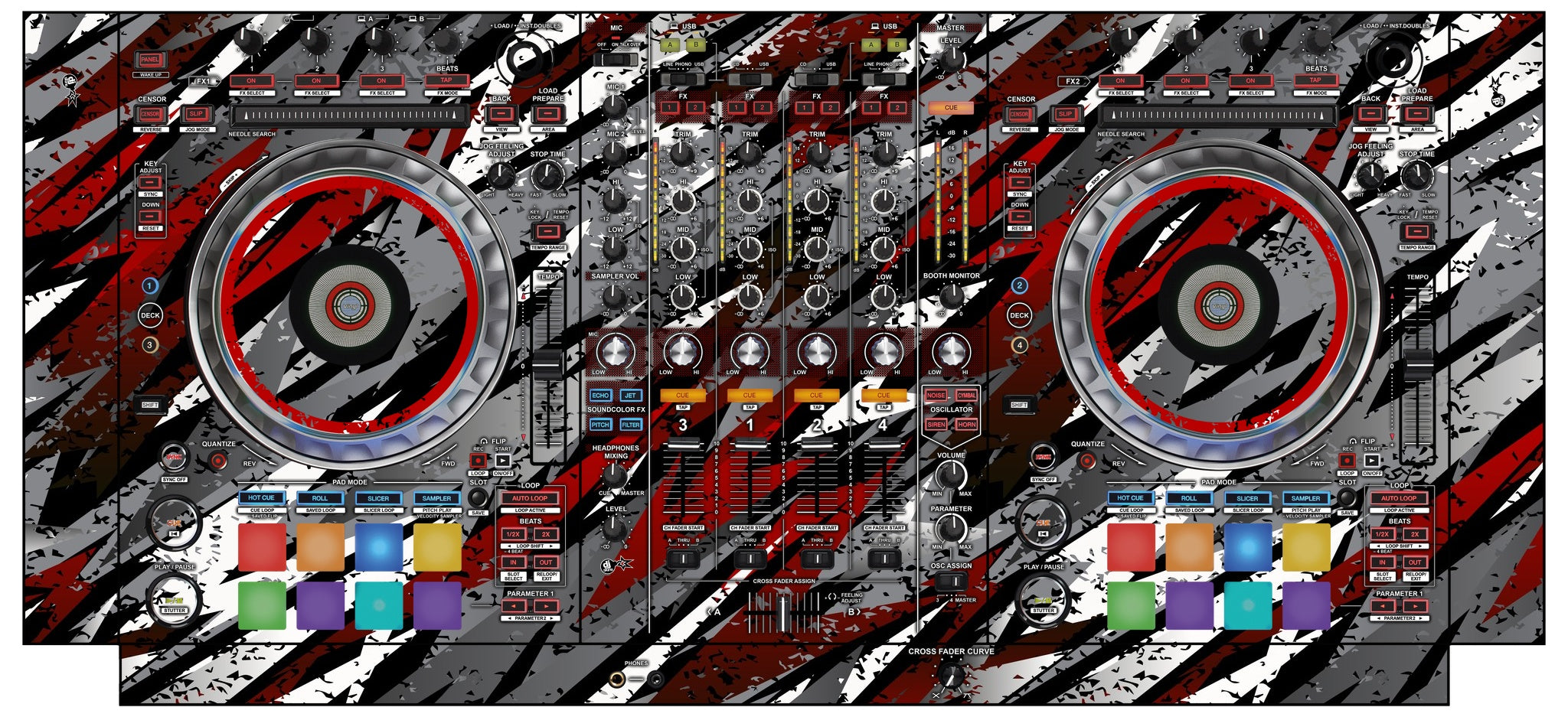 Pioneer DJ DDJ SZ 2 Skin Sparkasm Red