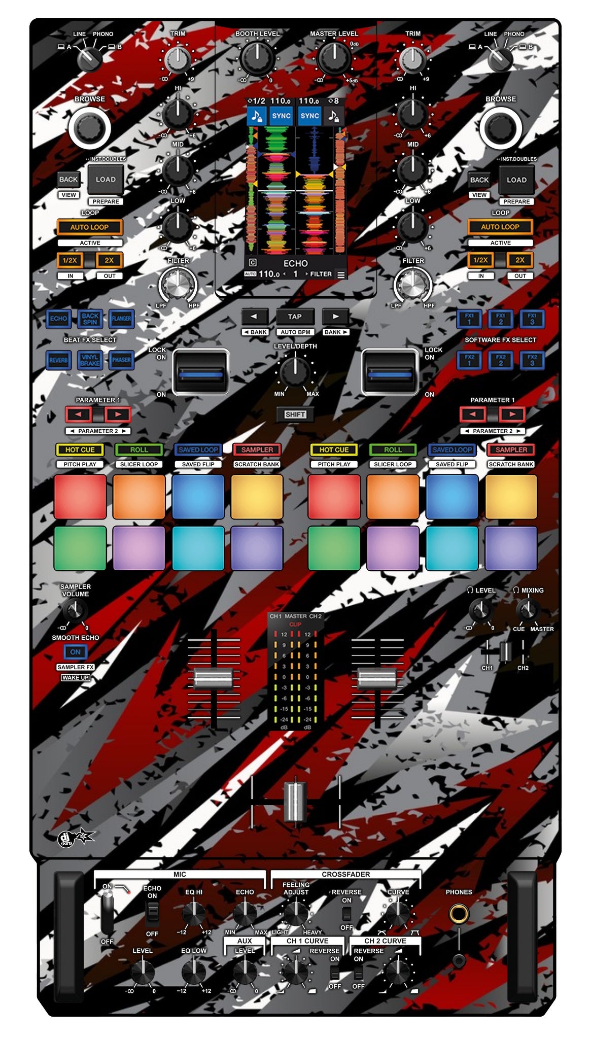 Pioneer DJ DJM S11 Skin Sparkasm Red