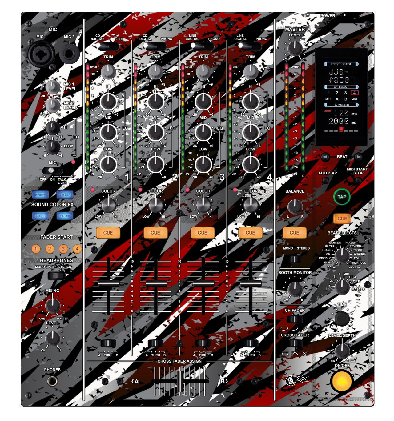 Pioneer DJ DJM 800 Skin Sparkasm Red