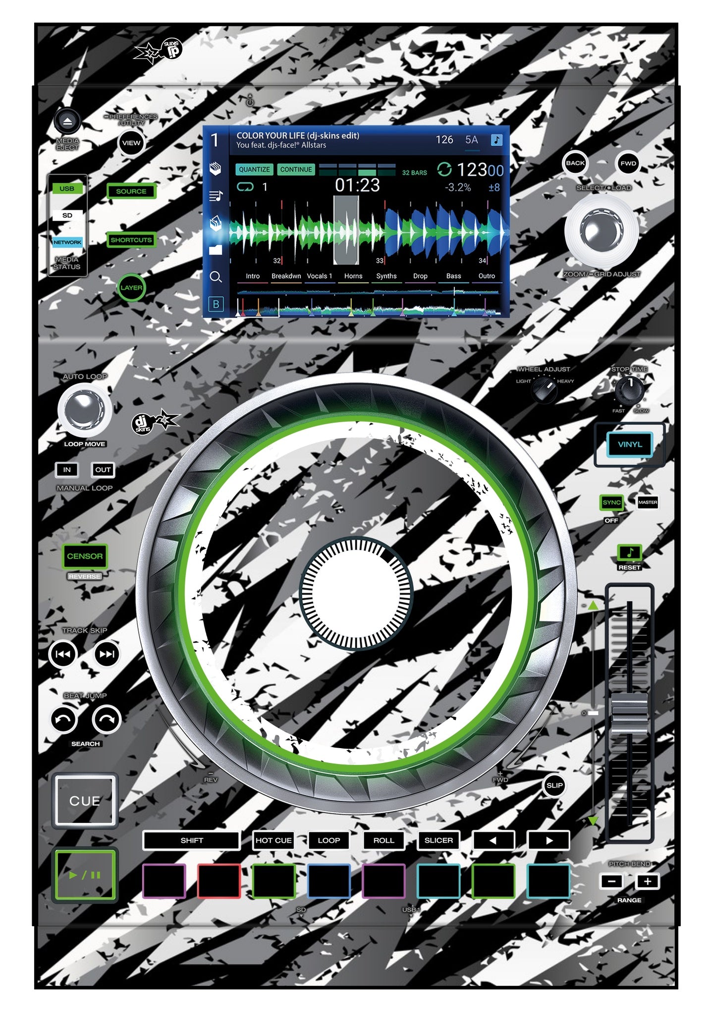 Denon DJ SC 5000 Skin Sparkasm White