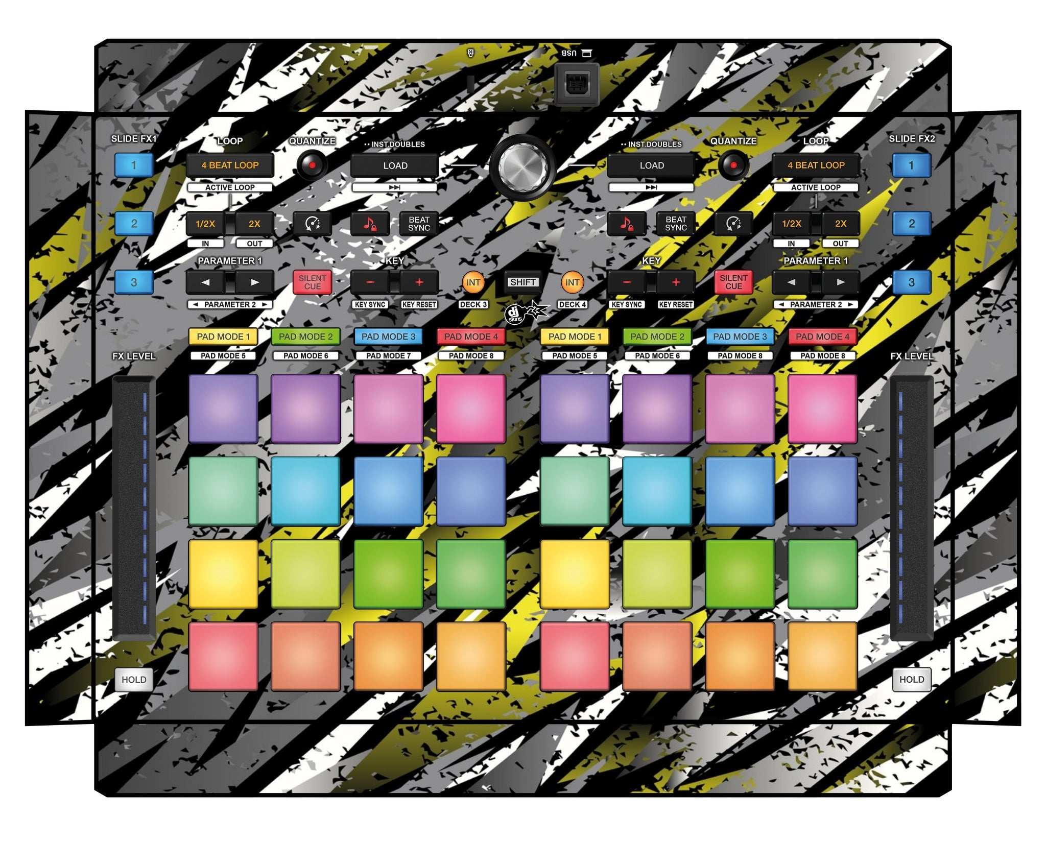 Pioneer DJ DDJ XP 2 Skin Sparkasm Yellow