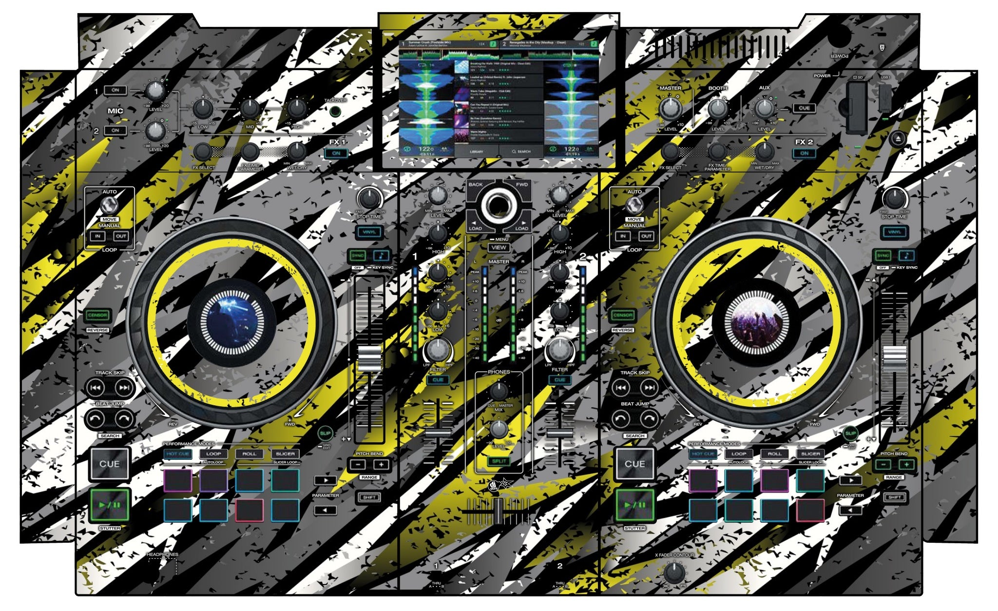 Denon DJ PRIME 2 Skin Sparkasm Yellow