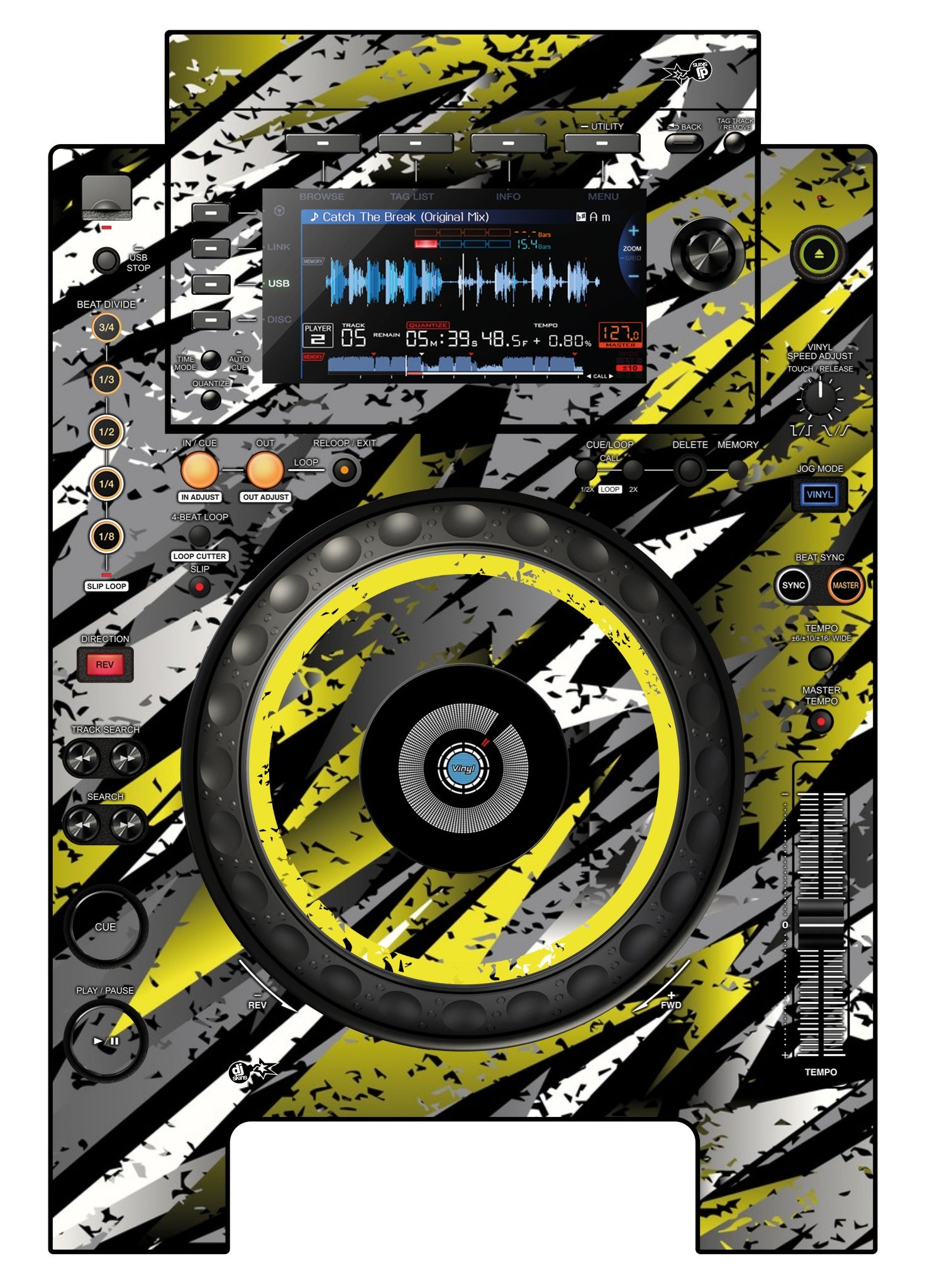 Pioneer DJ CDJ 900 NEXUS Skin Sparkasm Yellow