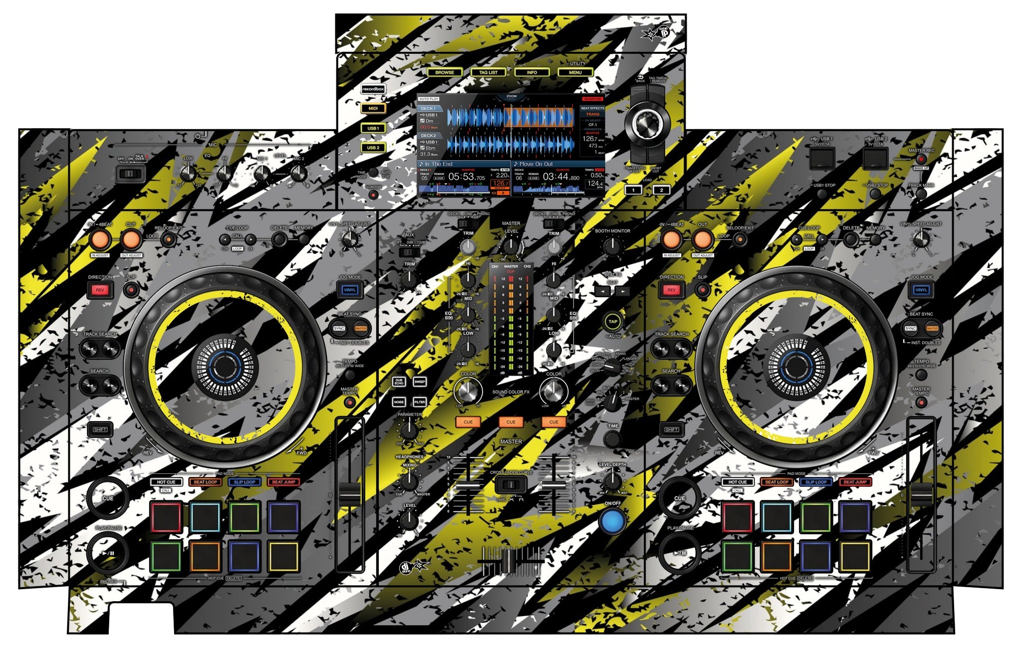 Pioneer DJ XDJ RX 2 Skin Sparkasm Yellow