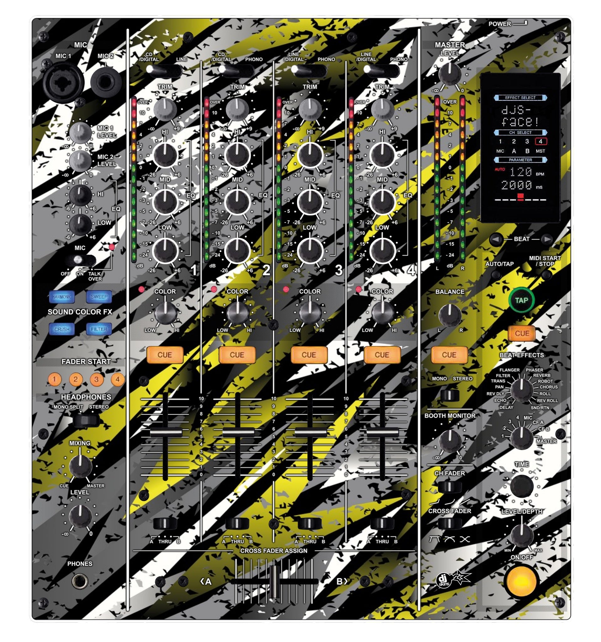 Pioneer DJ DJM 800 Skin Sparkasm Yellow