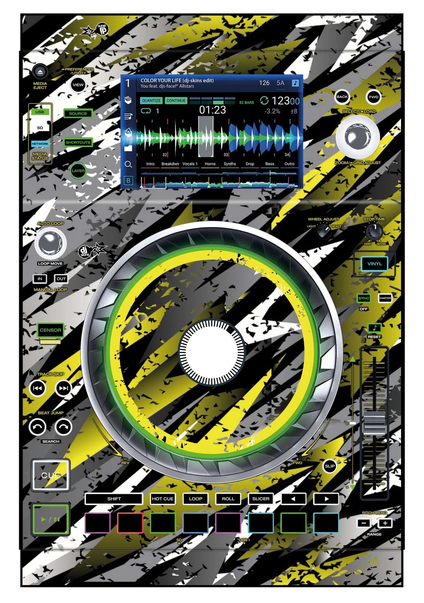 Denon DJ SC 5000 Skin Sparkasm Yellow