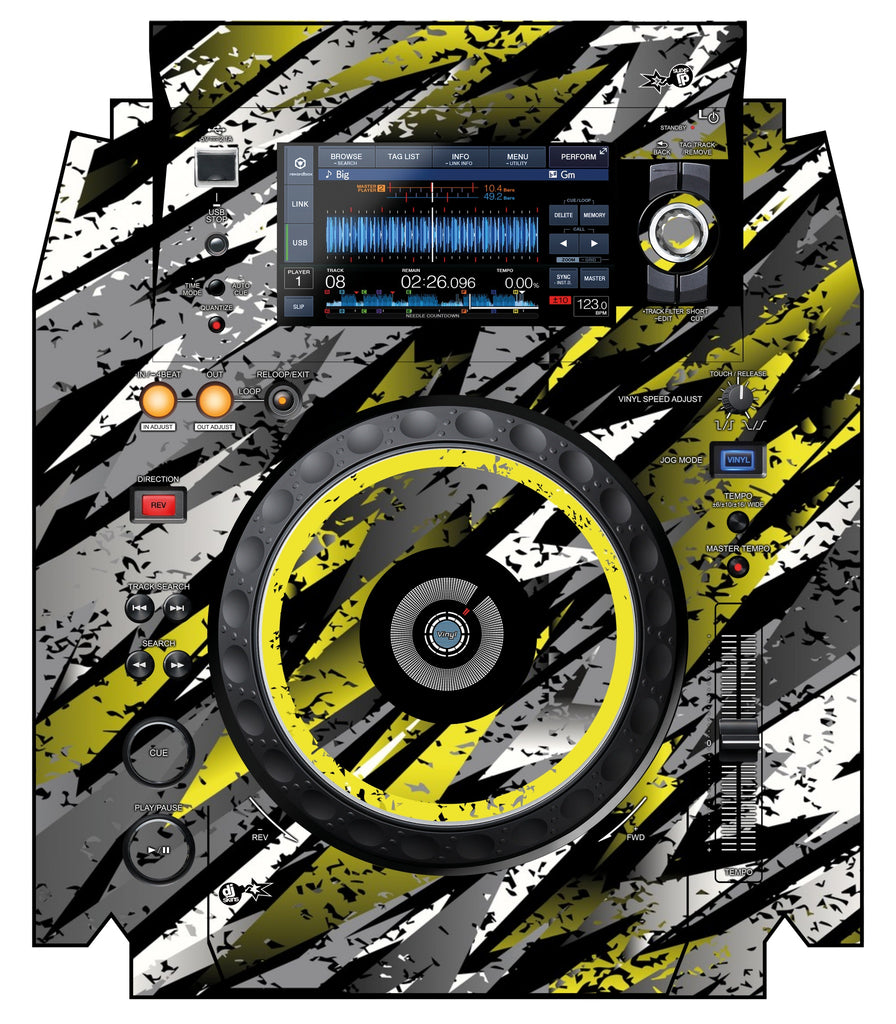 Pioneer DJ XDJ 1000 MK2 Skin Sparkasm Yellow