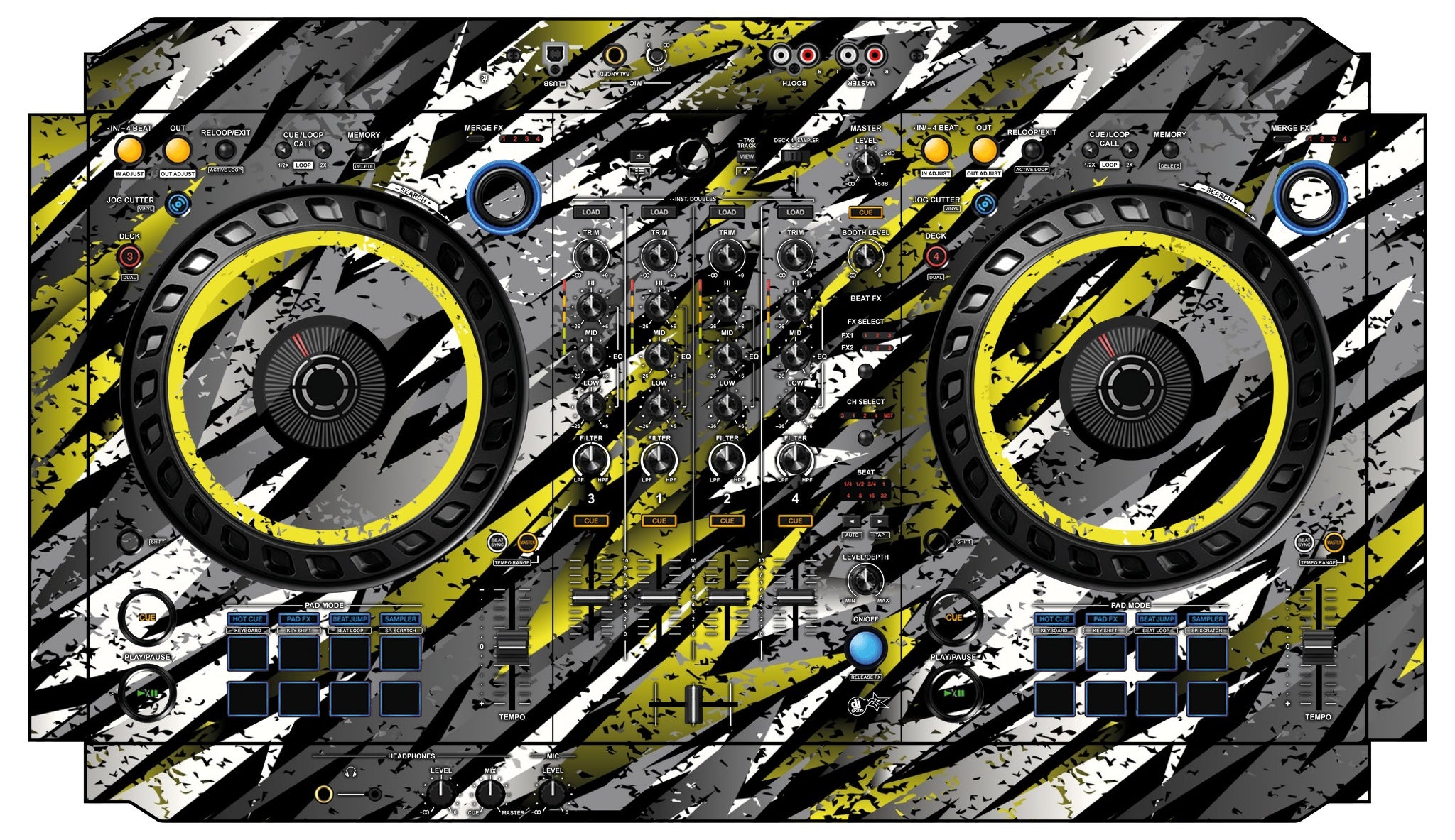 Pioneer DJ DDJ FLX6 Skin Sparkasm Yellow