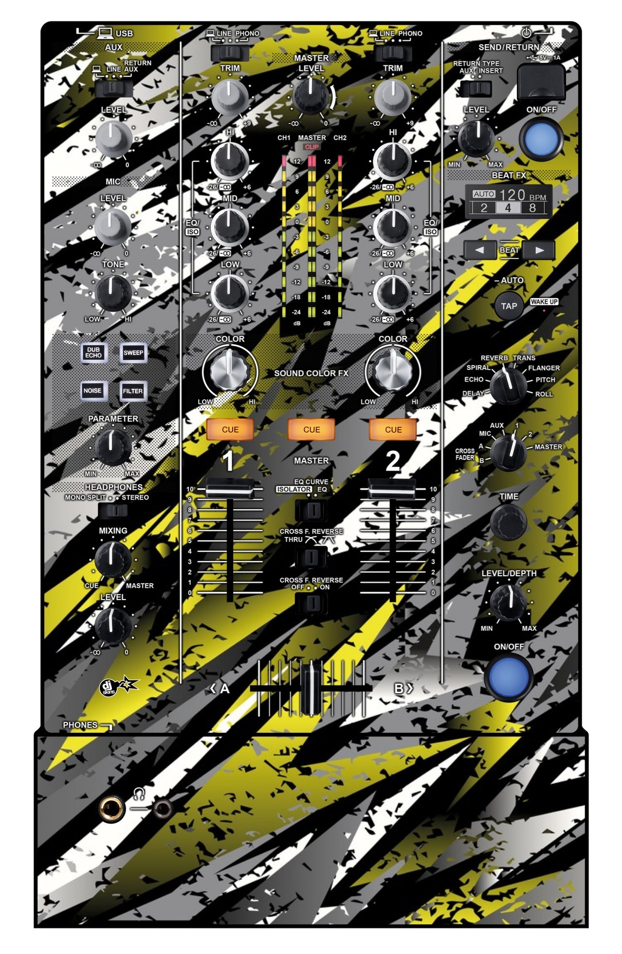 Pioneer DJ DJM 450 Skin Sparkasm Yellow