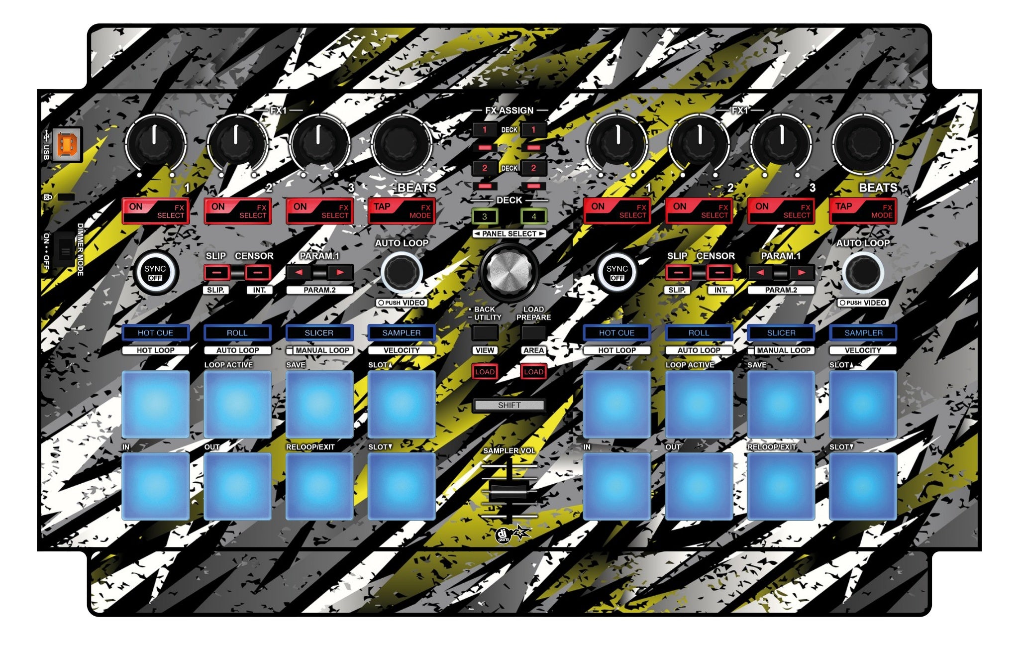 Pioneer DJ DDJ SP 1 Skin Sparkasm Yellow