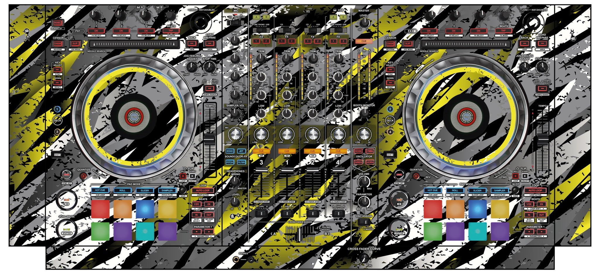 Pioneer DJ DDJ SZ 2 Skin Sparkasm Yellow