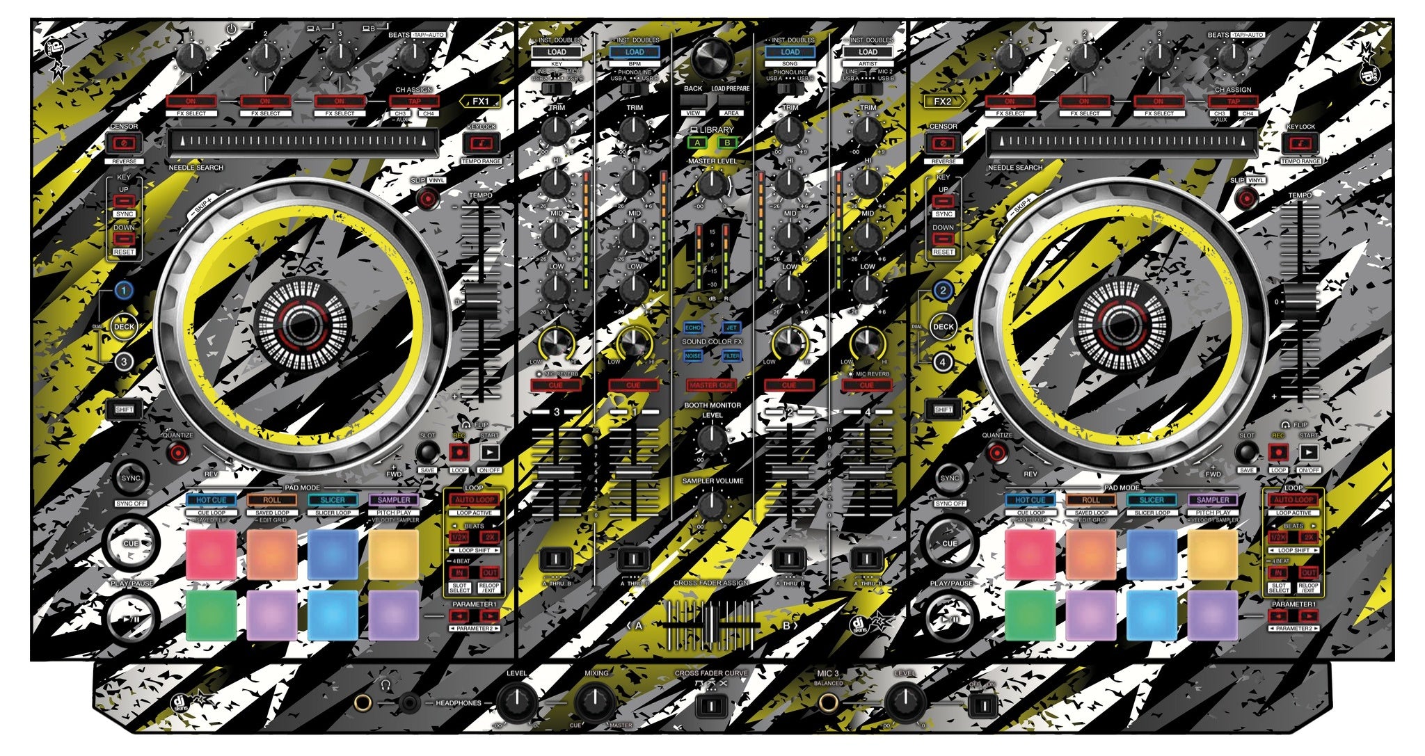 Pioneer DJ DDJ SX 3 Skin Sparkasm Yellow