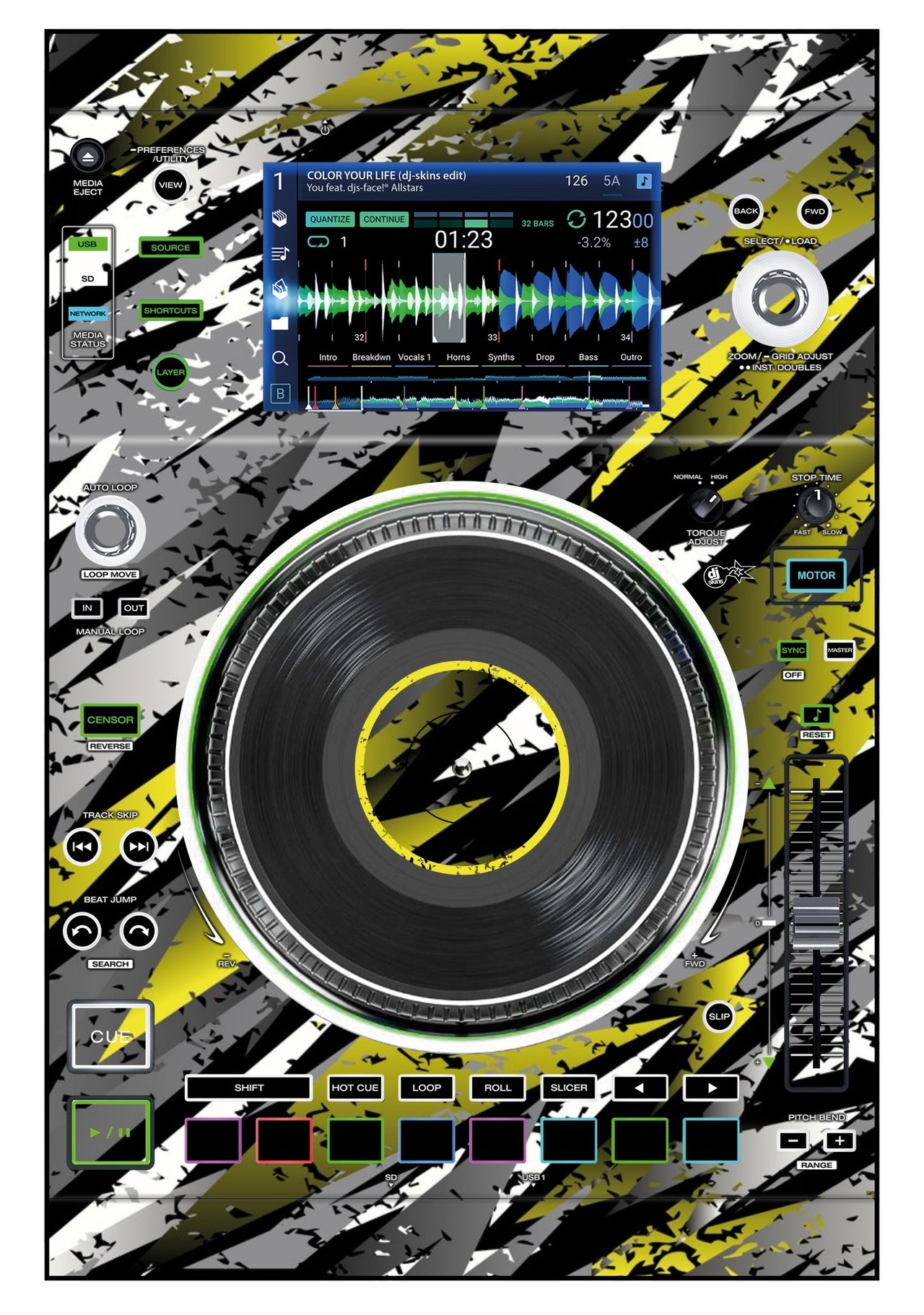 Denon DJ SC 5000 M Skin Sparkasm Yellow