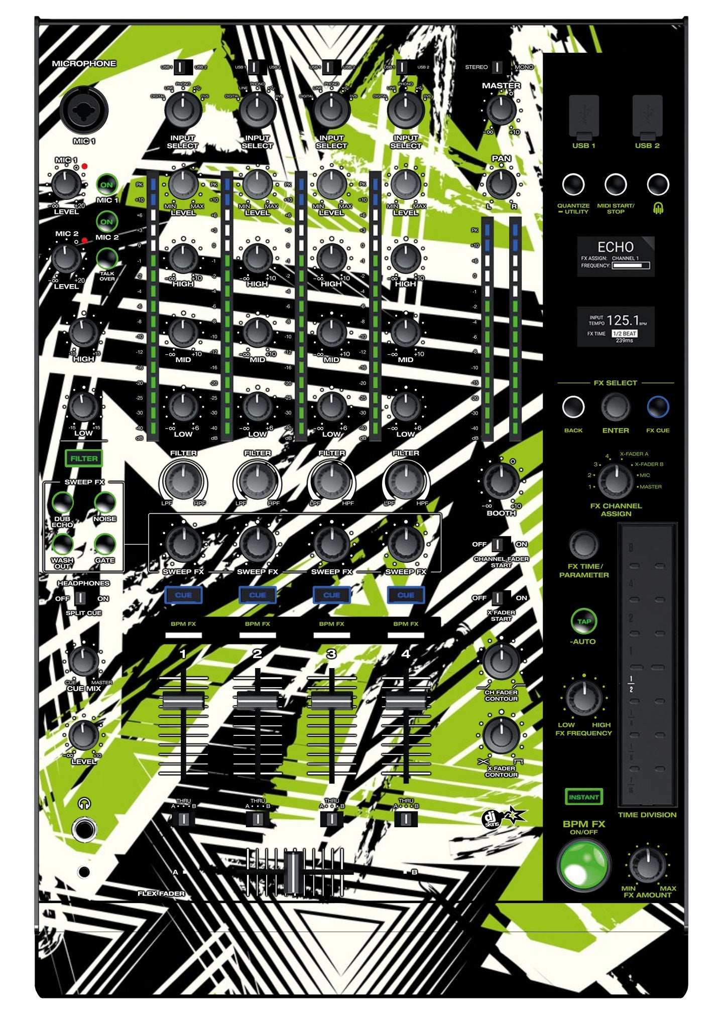 Denon DJ X 1850 Skin Spike Green