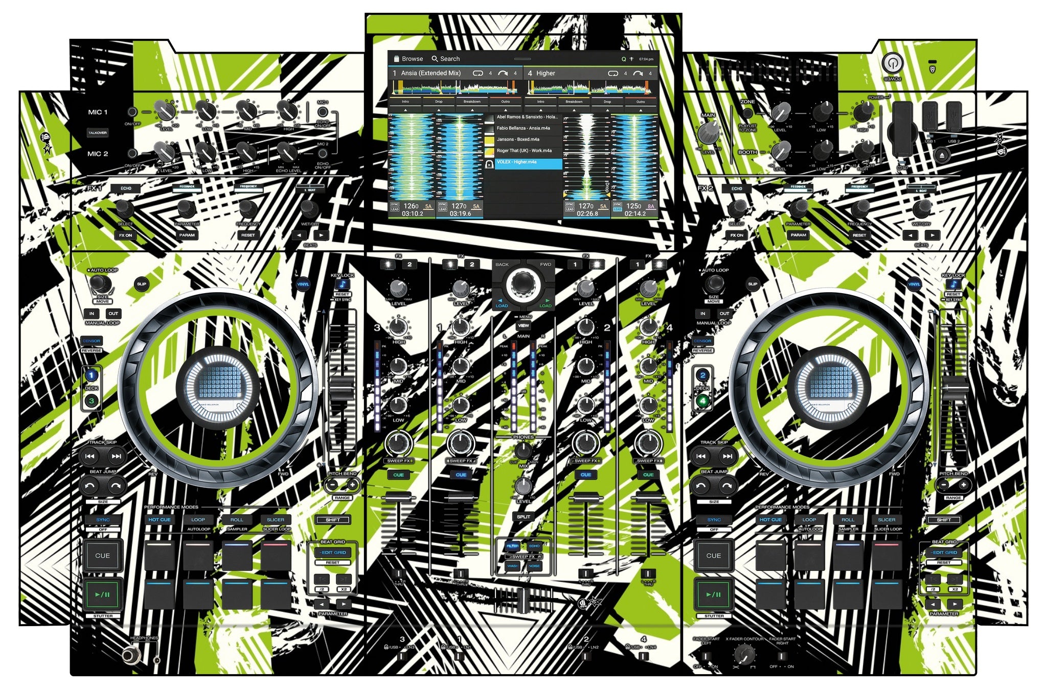 Denon DJ PRIME 4+ Skin Spike Green