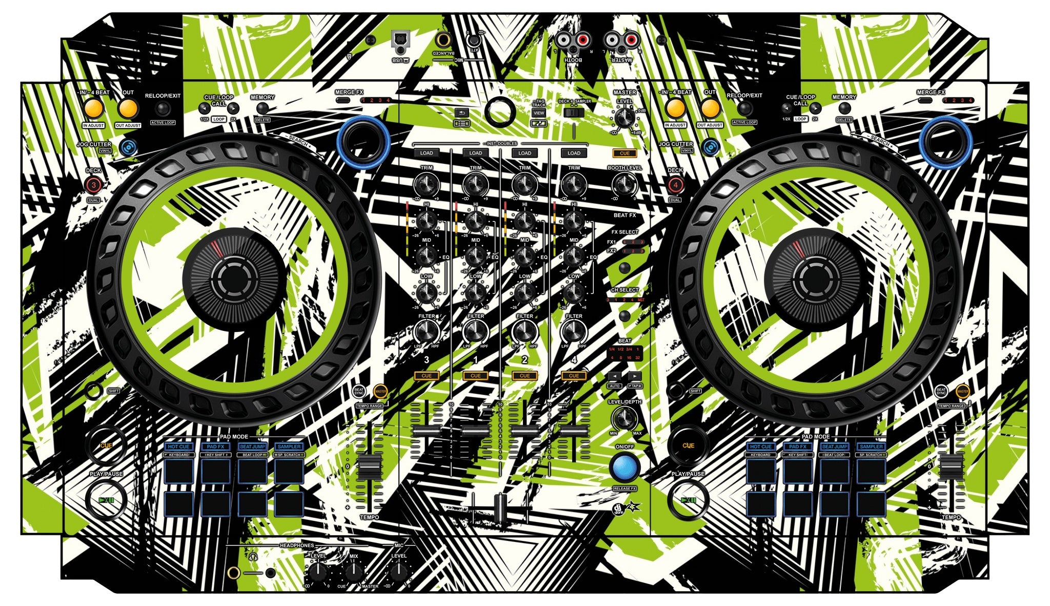 Pioneer DJ DDJ FLX6 Skin Spike Green