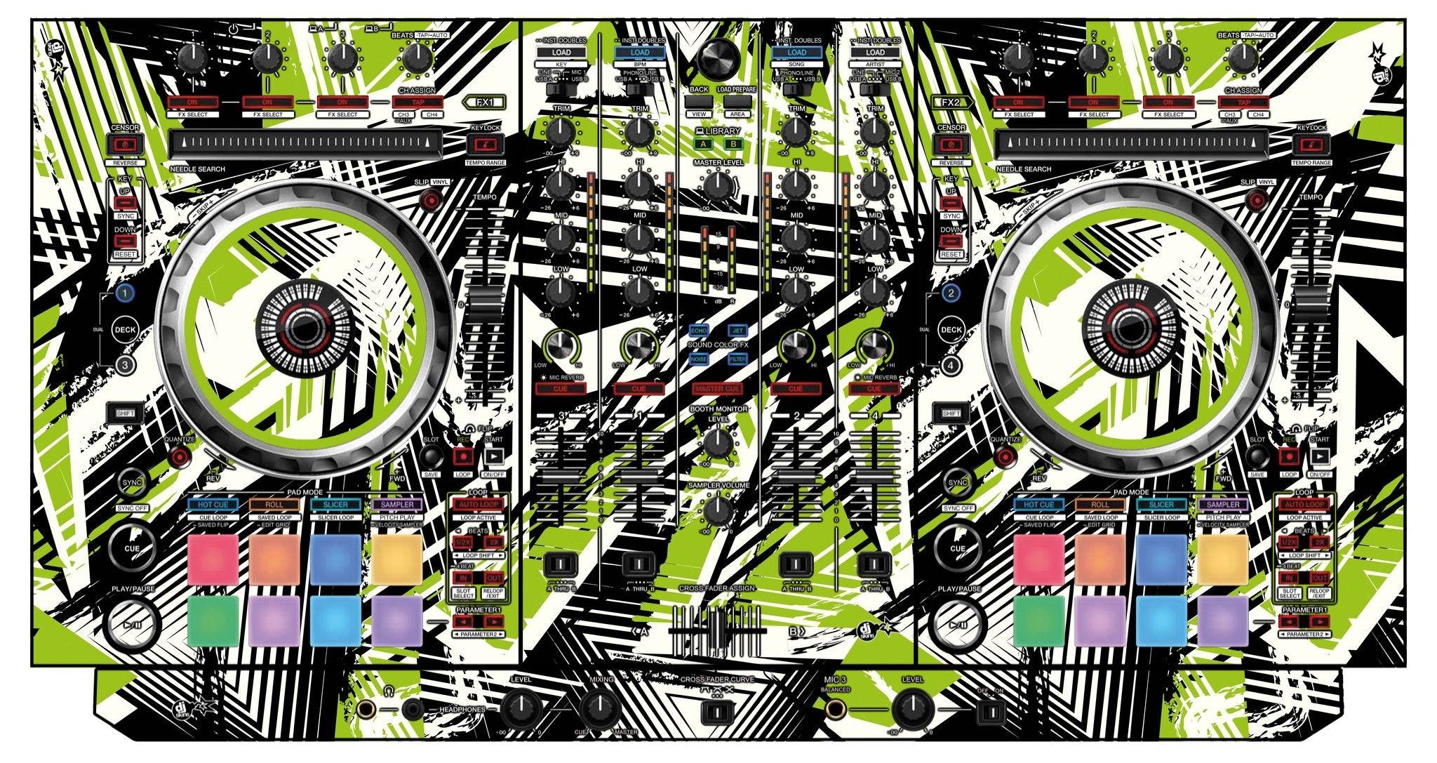 Pioneer DJ DDJ SX 3 Skin Spike Green