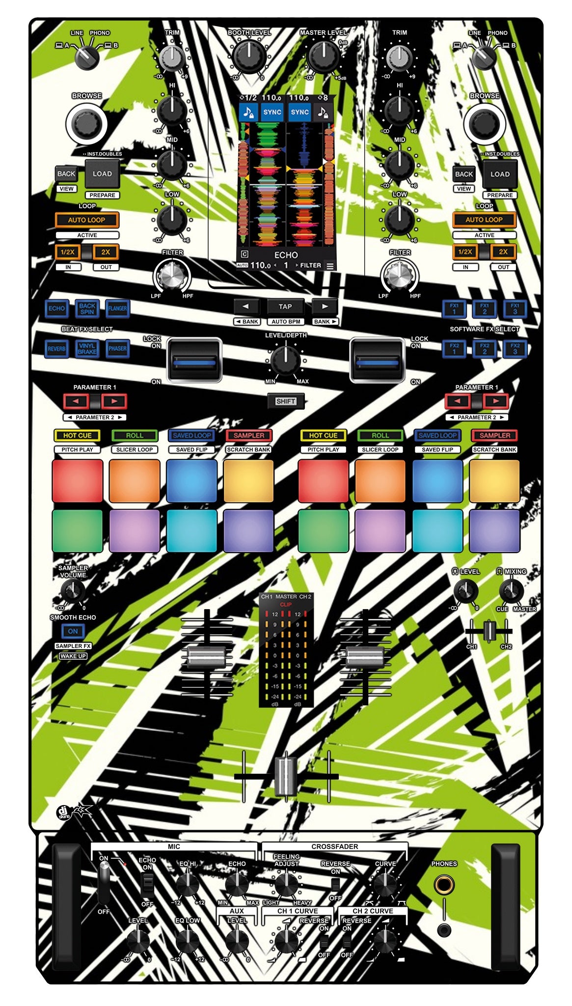 Pioneer DJ DJM S11 Skin Spike Green