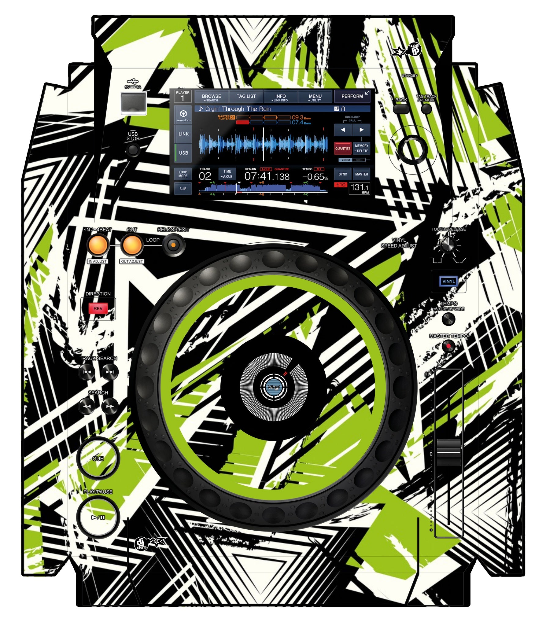 Pioneer DJ XDJ 1000 Skin Spike Green