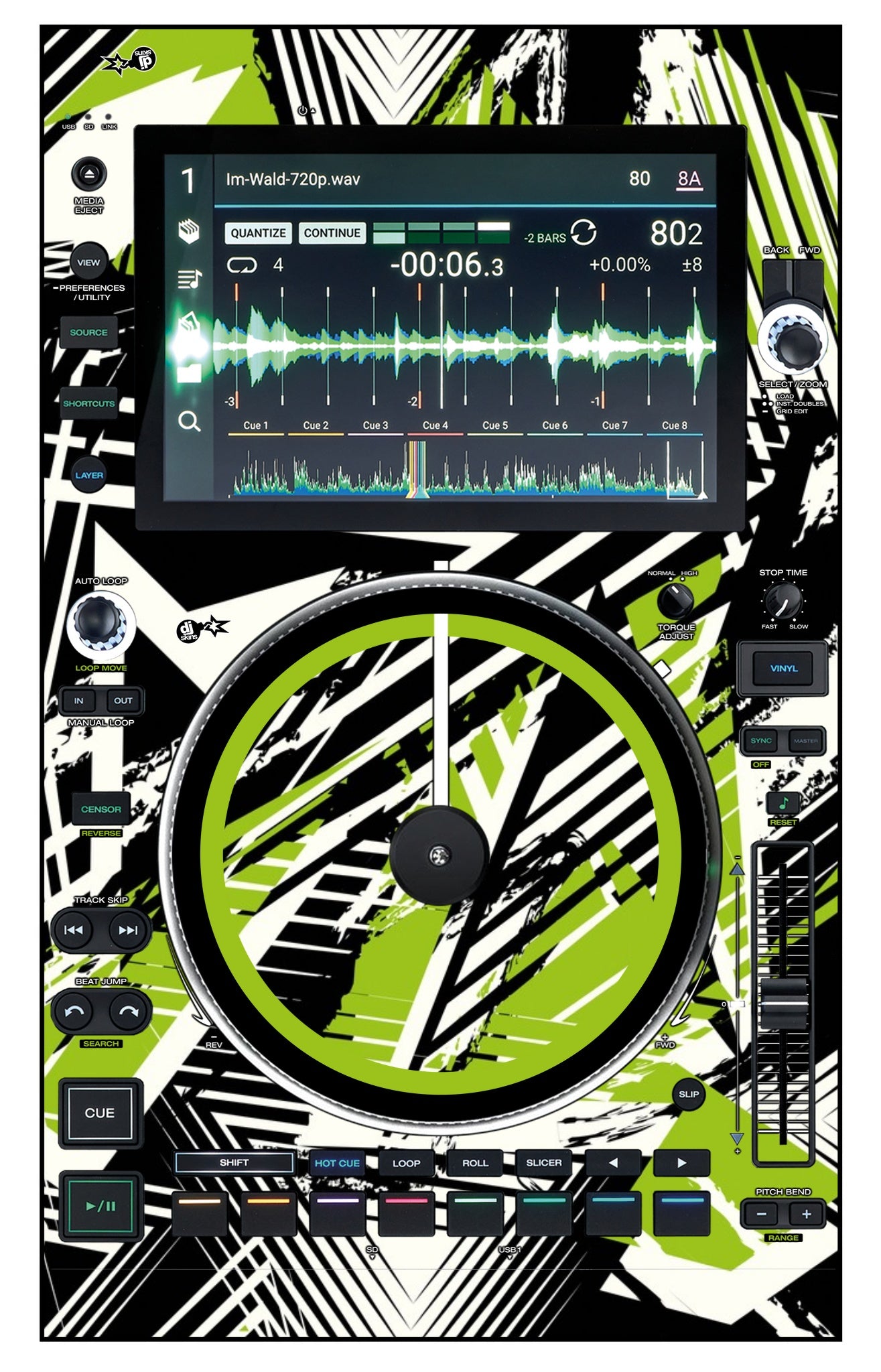 Denon DJ SC 6000 M Skin Spike Green