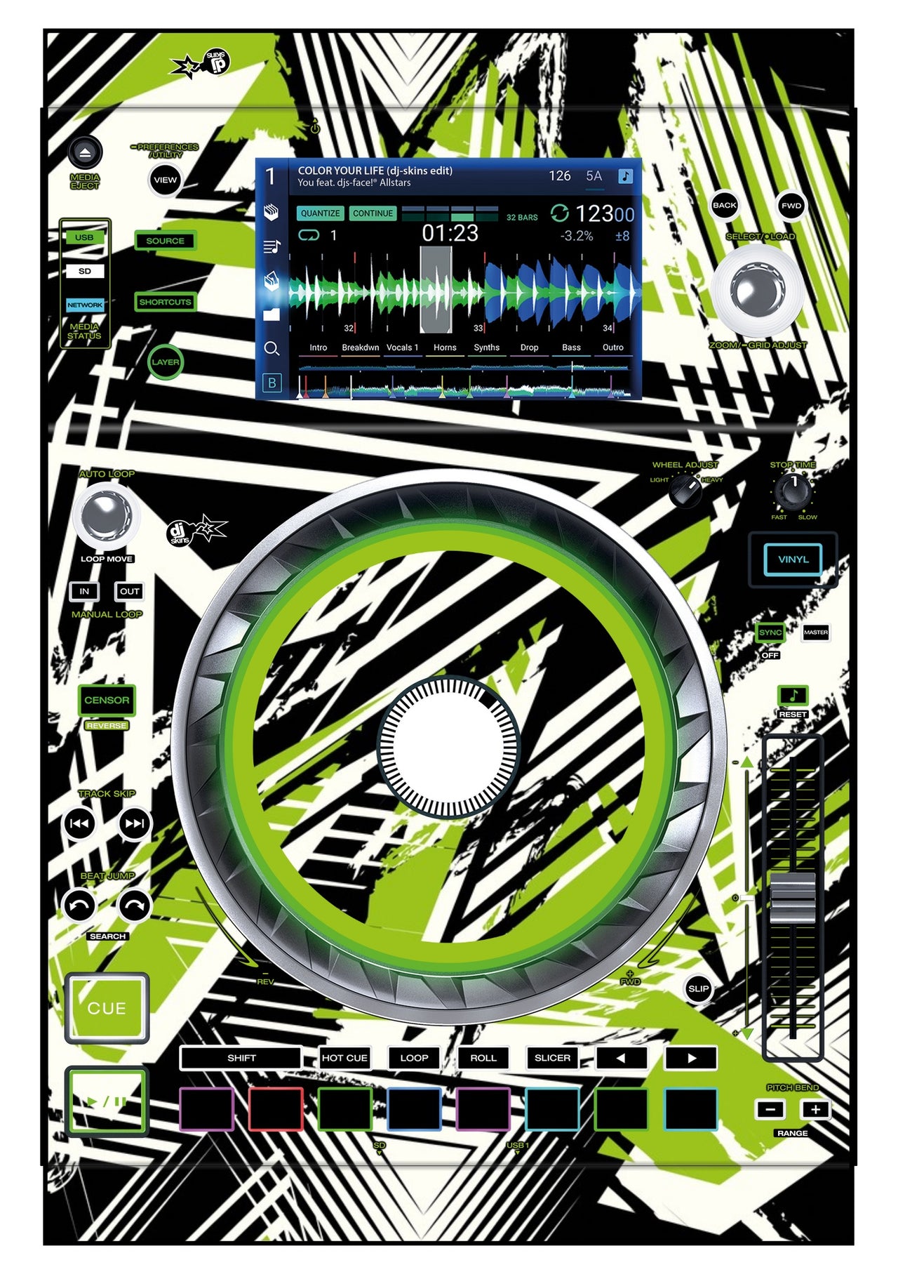 Denon DJ SC 5000 Skin Spike Green