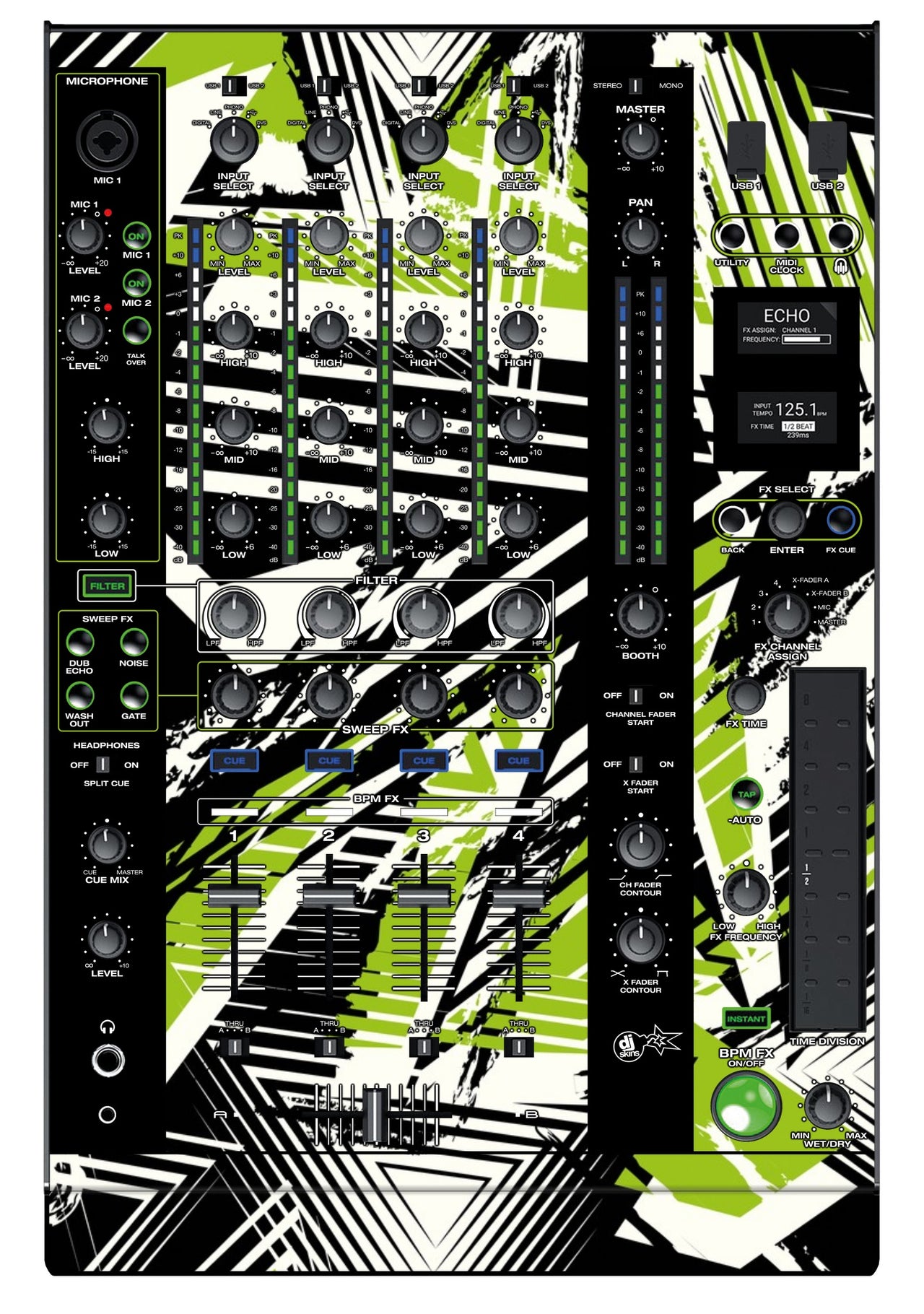Denon DJ X 1800 Skin Spike Green