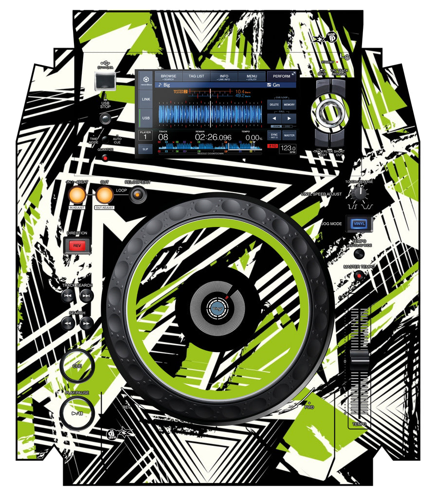 Pioneer DJ XDJ 1000 MK2 Skin Spike Green
