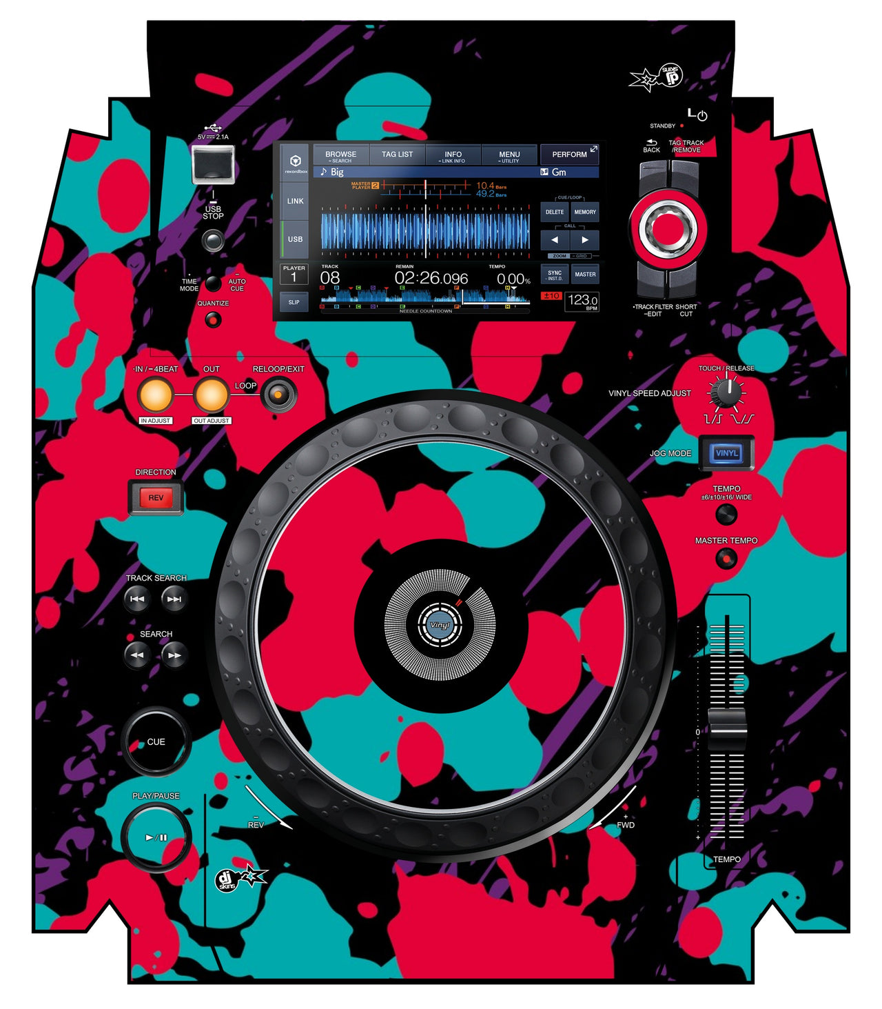 Pioneer DJ XDJ 1000 MK2 Skin Splatfest