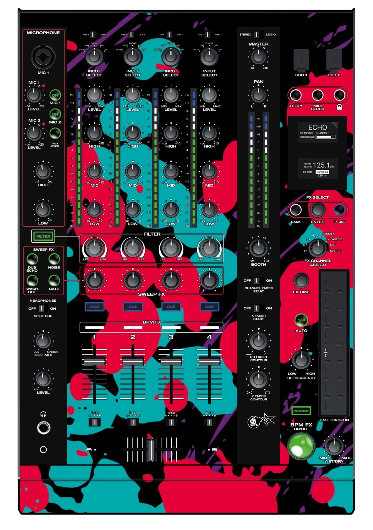 Denon DJ X 1800 Skin Splatfest