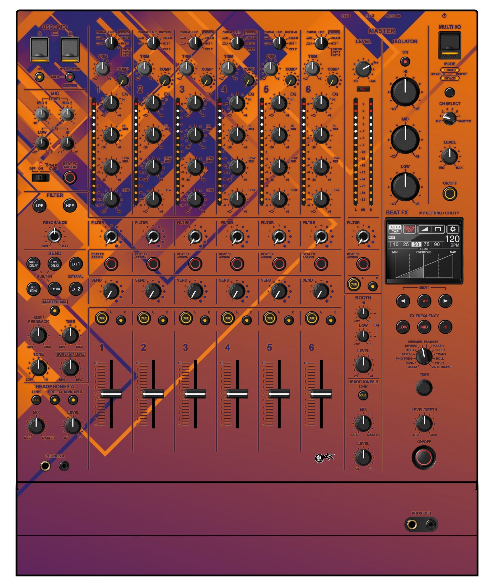 Pioneer DJ DJM V10 LF Skin Squared Hollow