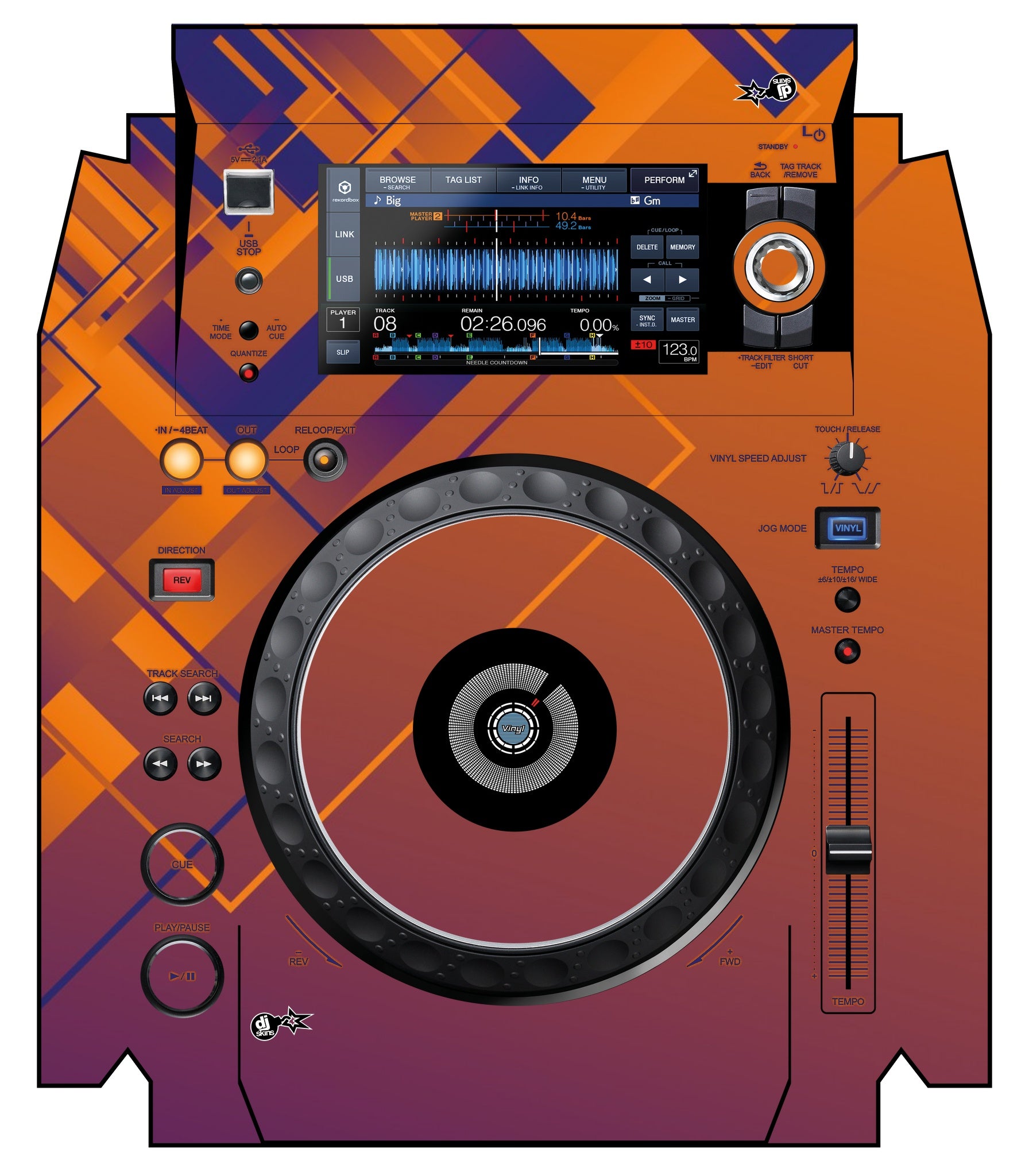 Pioneer DJ XDJ 1000 MK2 Skin Squared Hollow