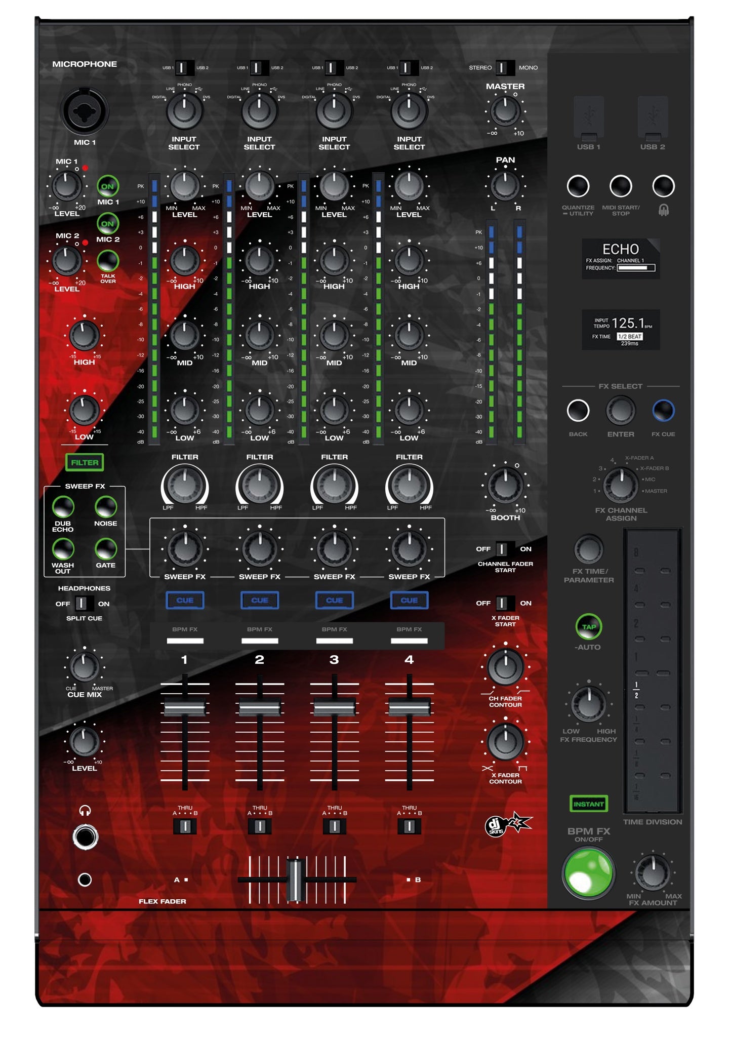 Denon DJ X 1850 Skin Steelay Red