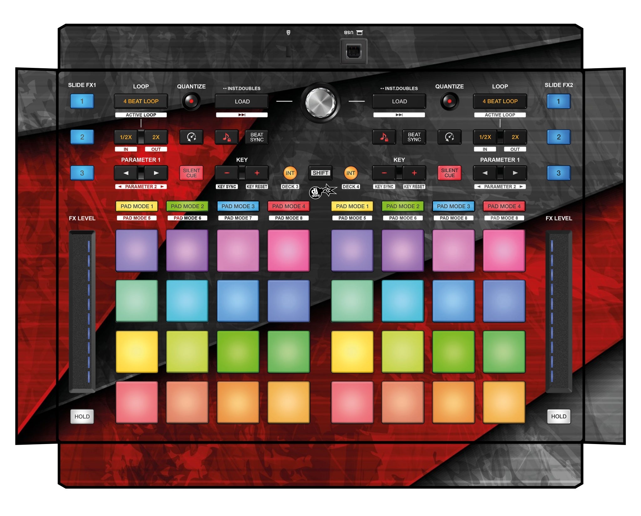 Pioneer DJ DDJ XP 2 Skin Steelay Red