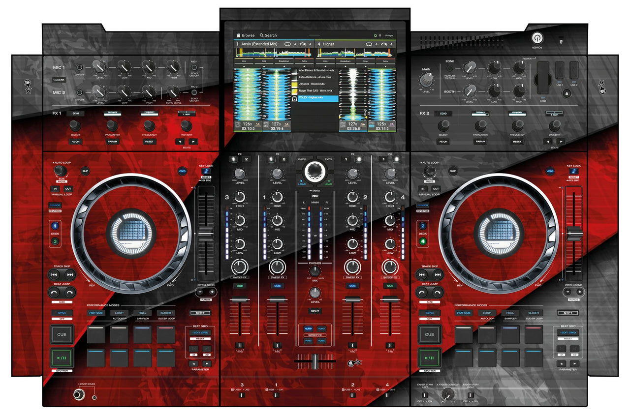 Denon DJ PRIME 4+ Skin Steelay Red