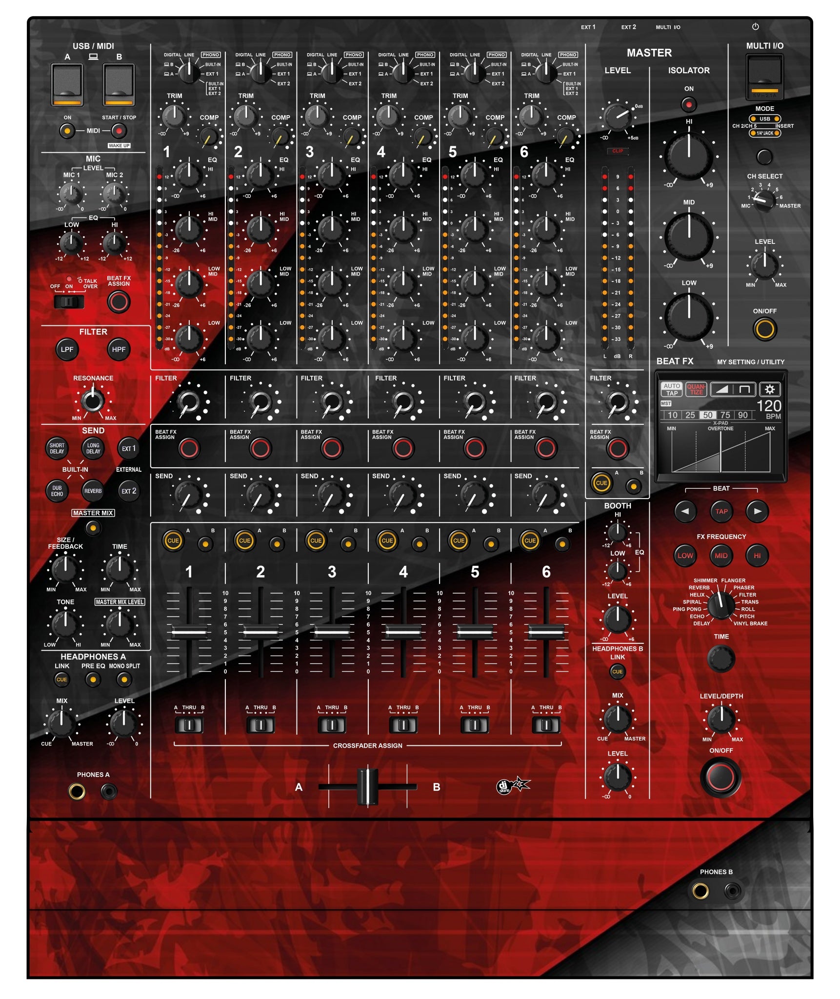 Pioneer DJ DJM V10 Skin Steelay Red