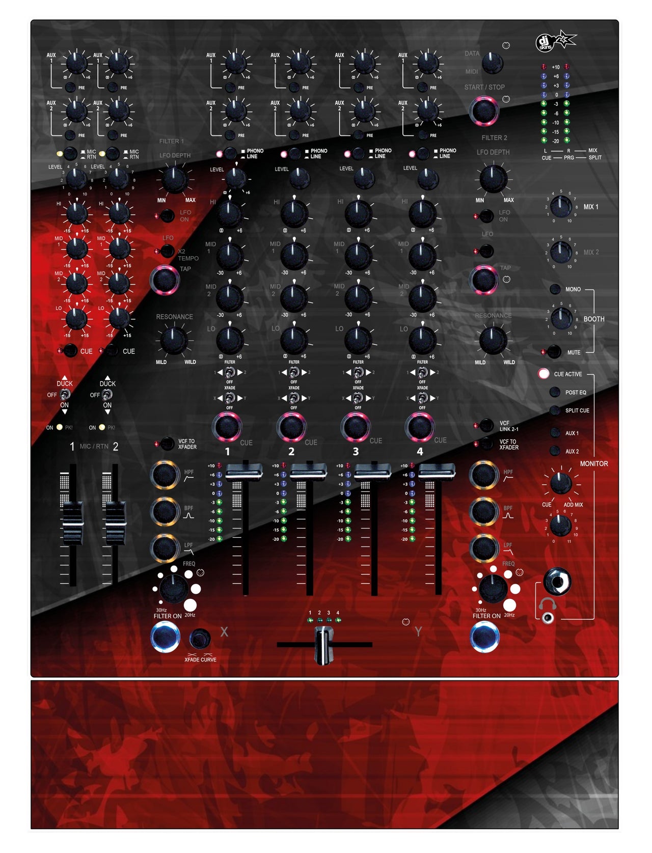 Allen and Heath XONE 92 Skin Steelay Red