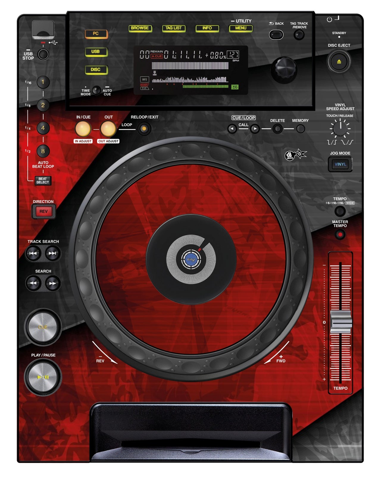 Pioneer DJ CDJ 850 Skin Steelay Red