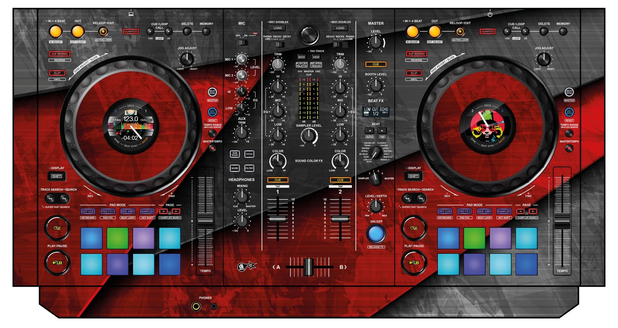 Pioneer DJ DDJ 800 Skin Steelay Red