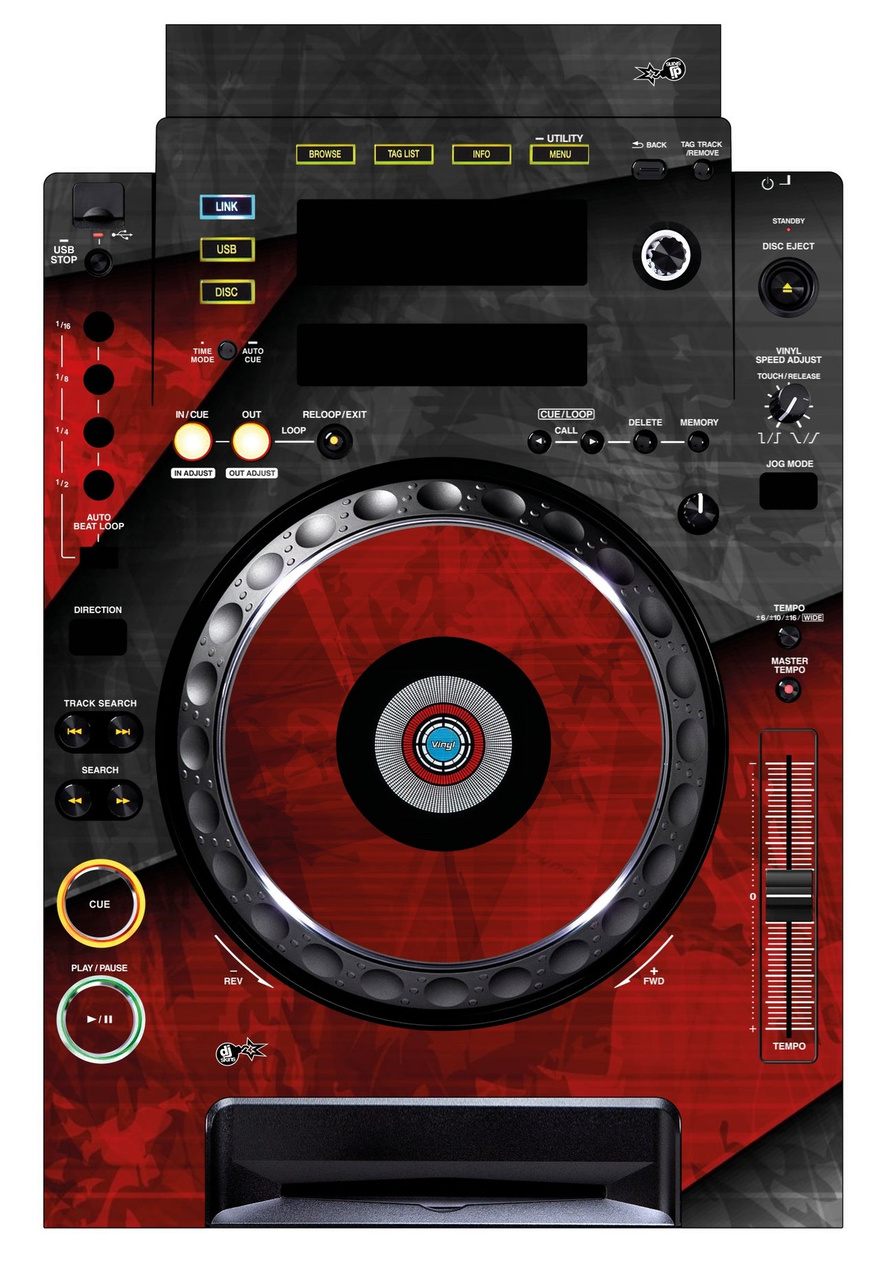 Pioneer DJ CDJ 900 Skin Steelay Red