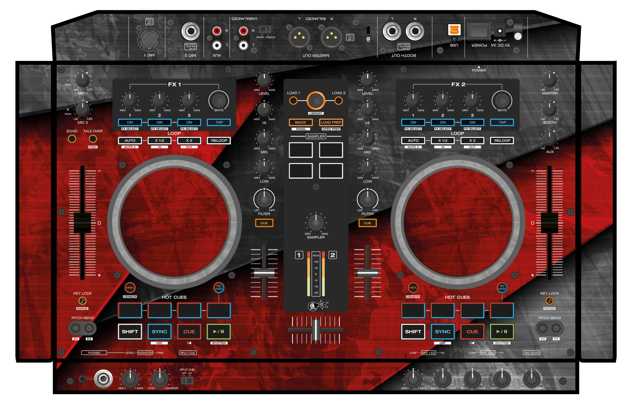 Denon DJ MC 4000 Skin Steelay Red