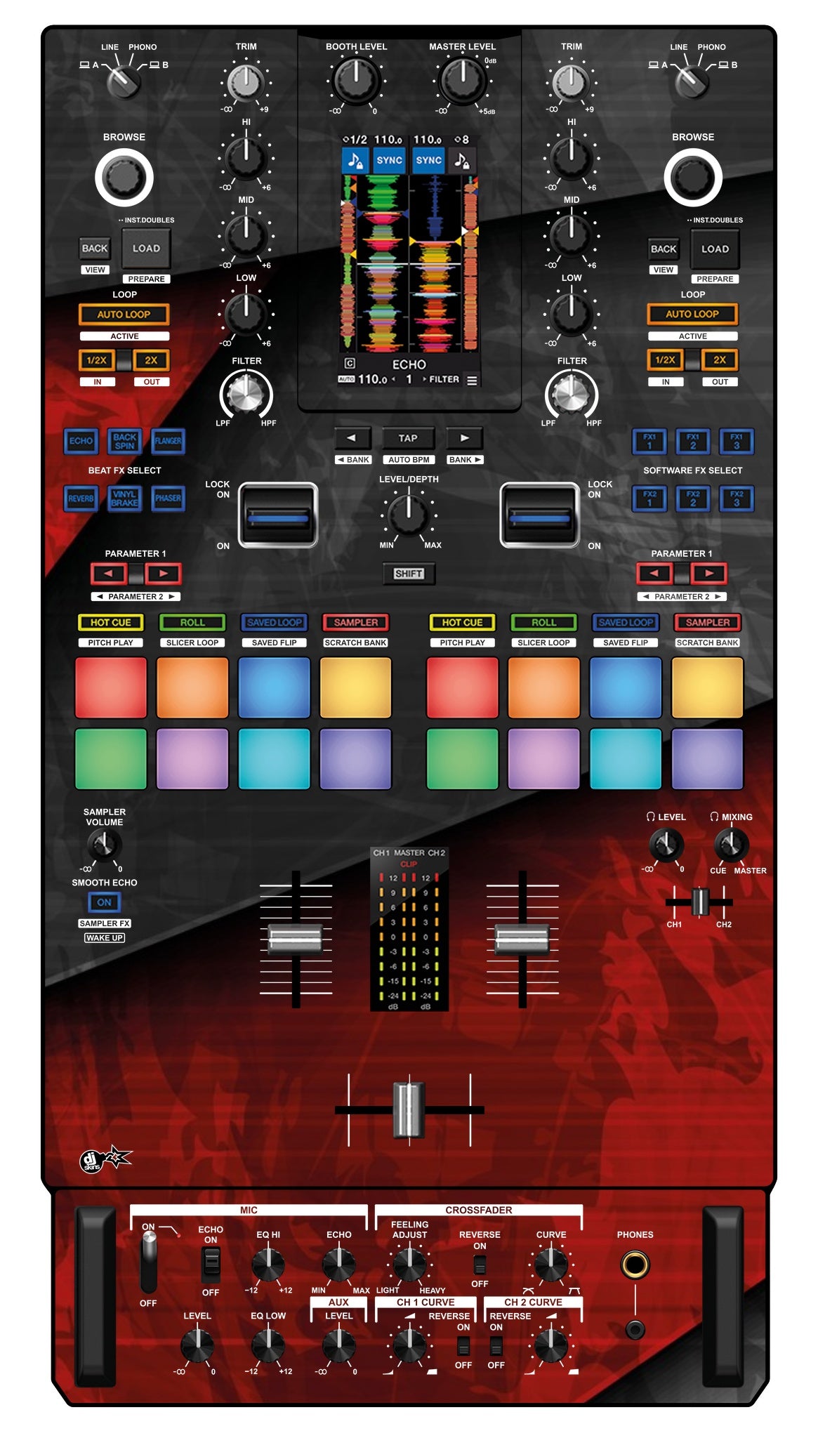 Pioneer DJ DJM S11 Skin Steelay Red
